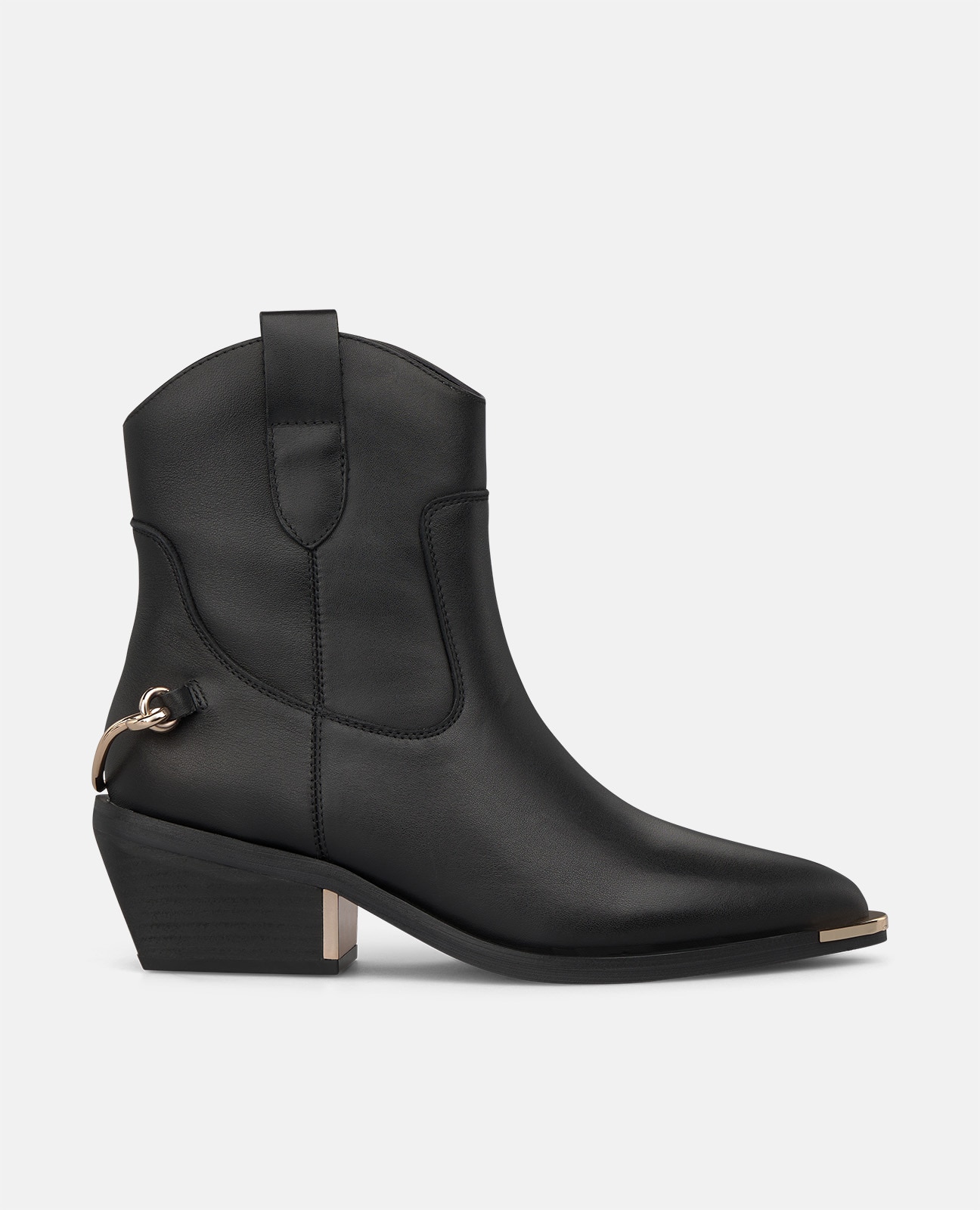 Botines cowboy de mujer en napa con cierre de cremallera - Alma en Pena - Negro Negro-1