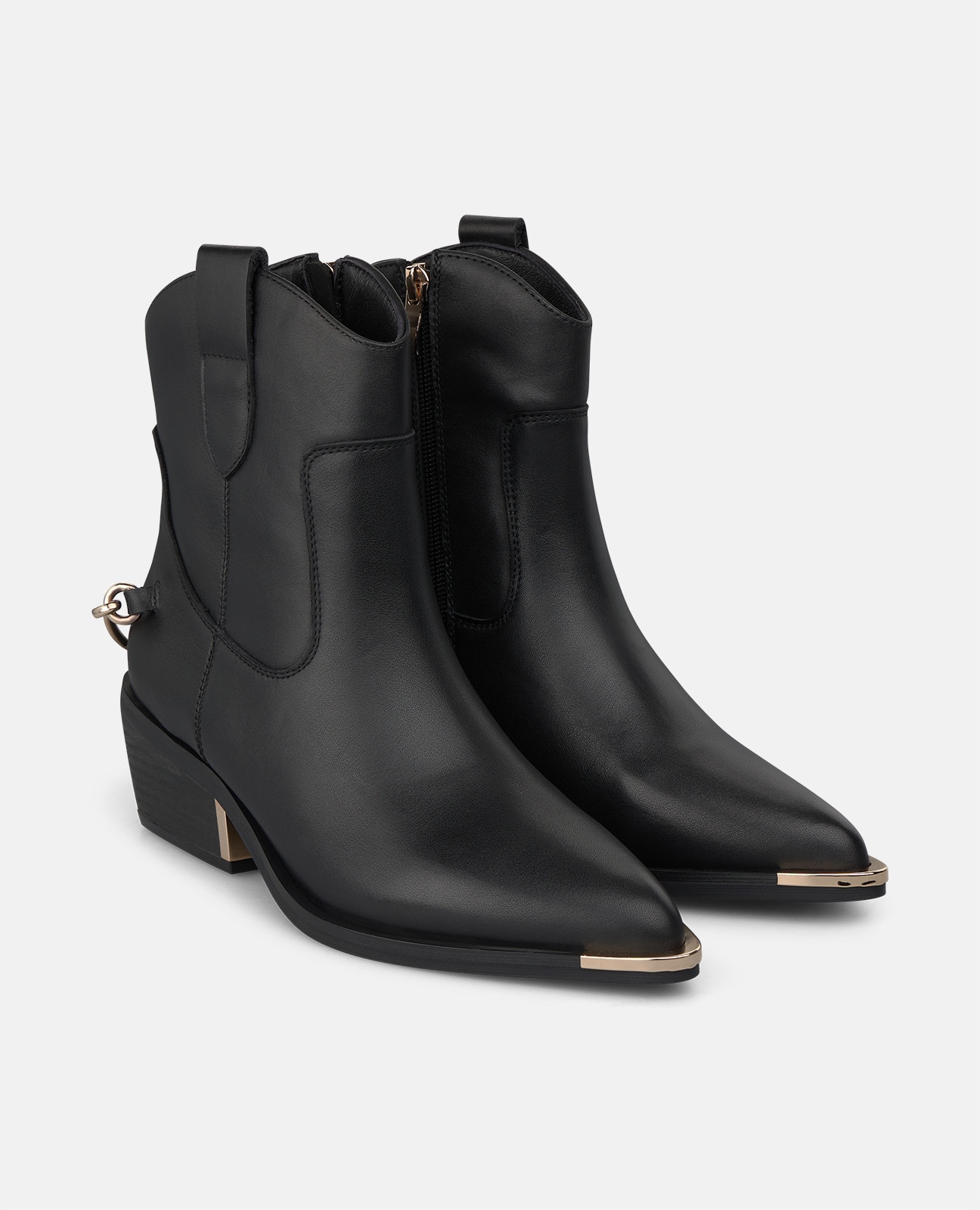 Botines cowboy de mujer en napa con cierre de cremallera - Alma en Pena - Negro Negro-3