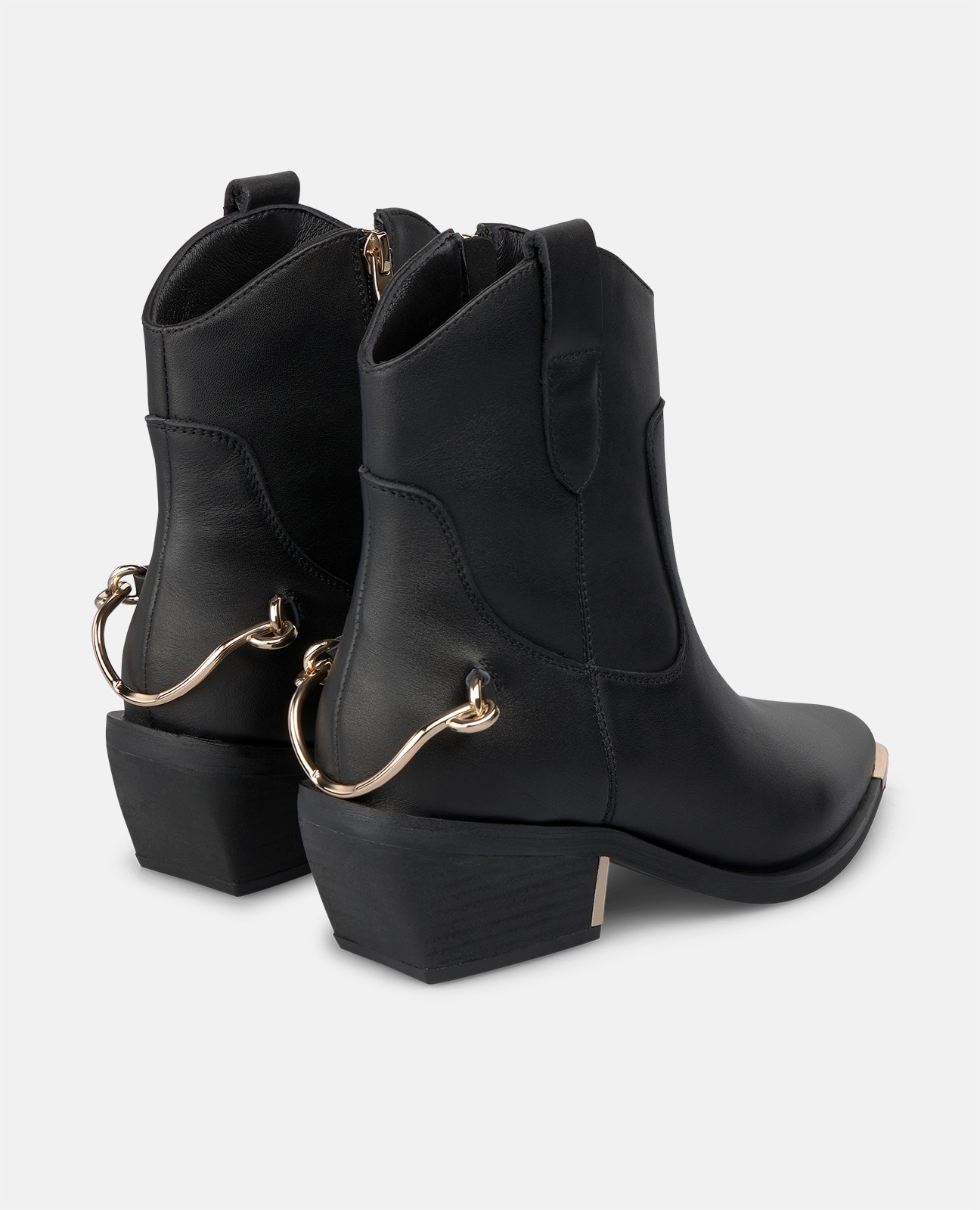 Botines cowboy de mujer en napa con cierre de cremallera - Alma en Pena - Negro Negro-2