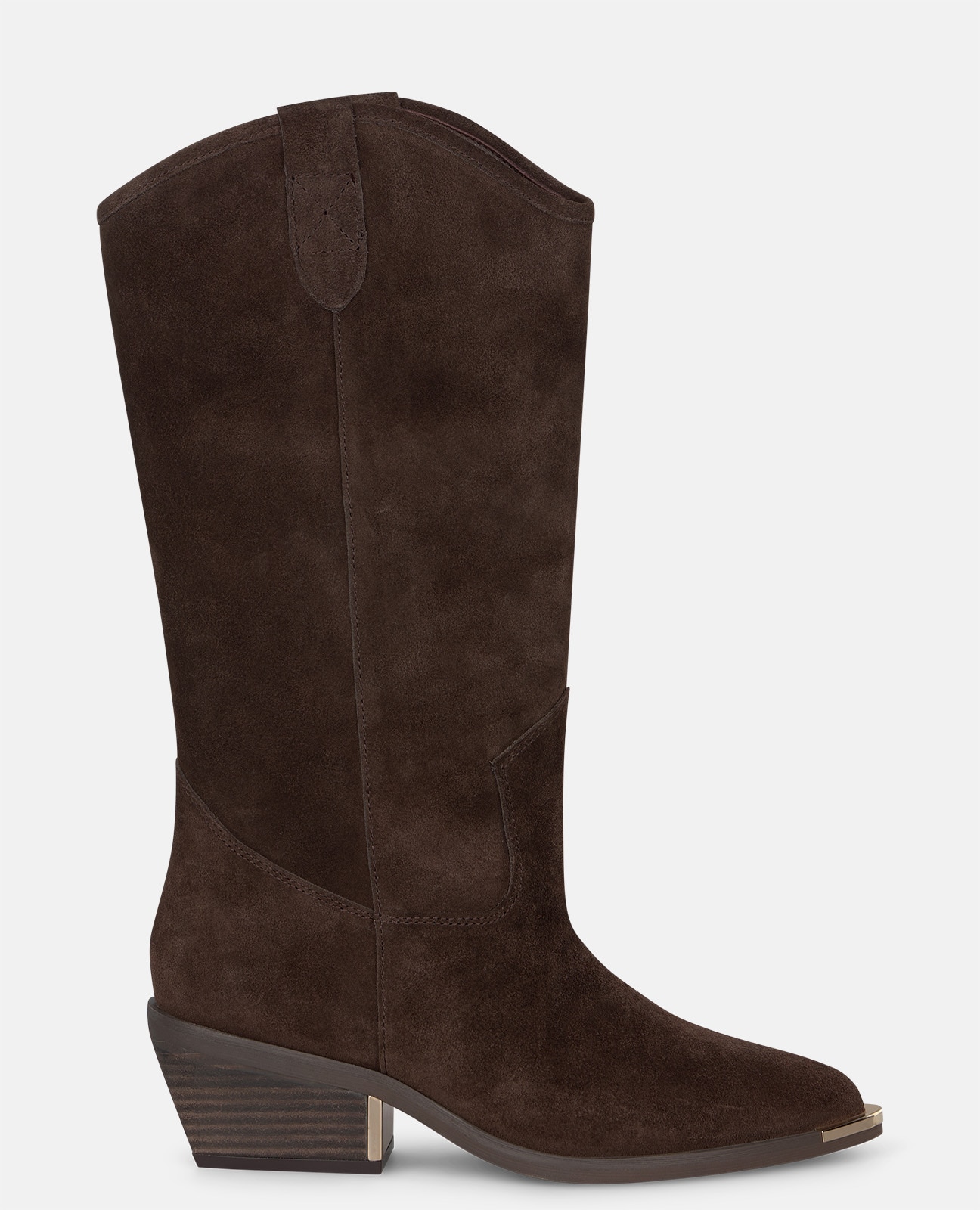 Botas cowboy de mujer en ante con tacón cuadrado - Alma en Pena - Marrón Marrón-1