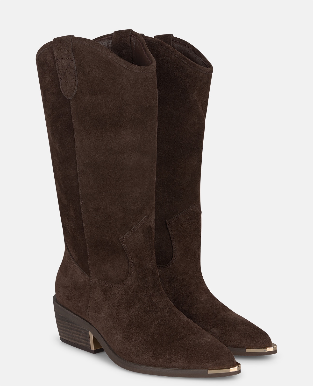 Botas cowboy de mujer en ante con tacón cuadrado - Alma en Pena - Marrón Marrón-3