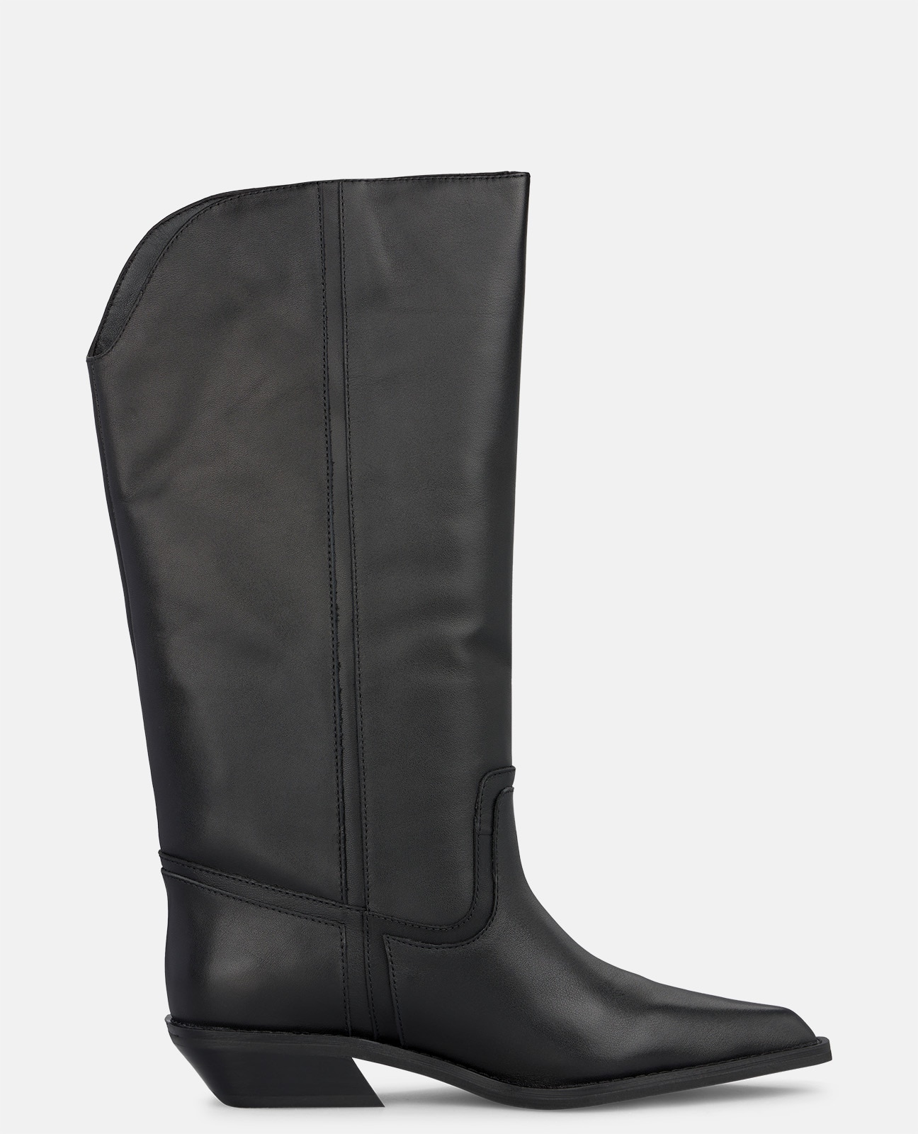Botas básicas de mujer en napa con acabado asimétrico - Negro Negro-1