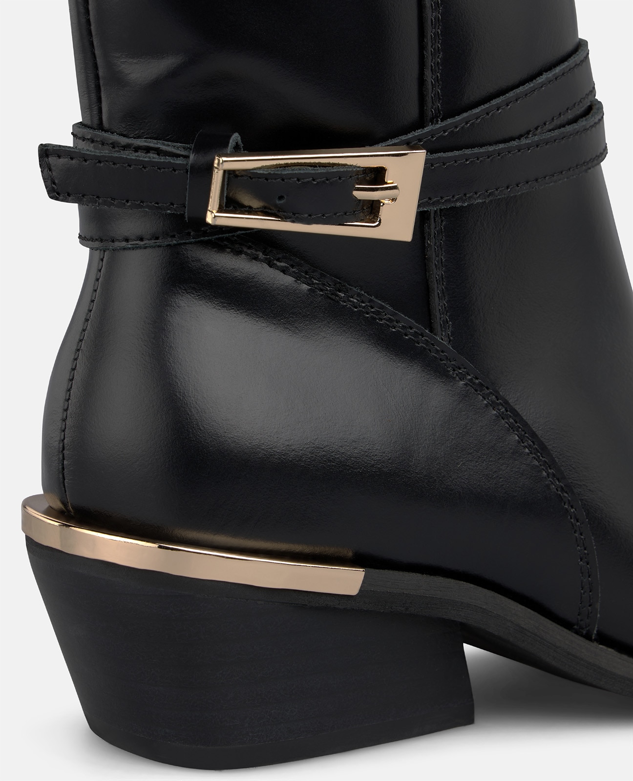 Botines básicos de mujer en napa con hebilla decorativa - Negro Negro-4