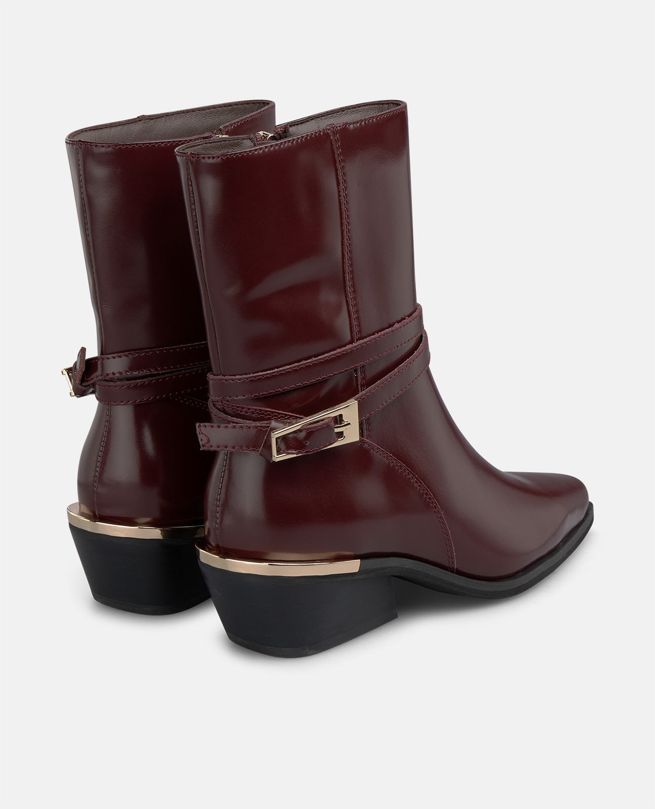 Botines básicos de mujer en napa con hebilla decorativa - Burdeos Burdeos-2