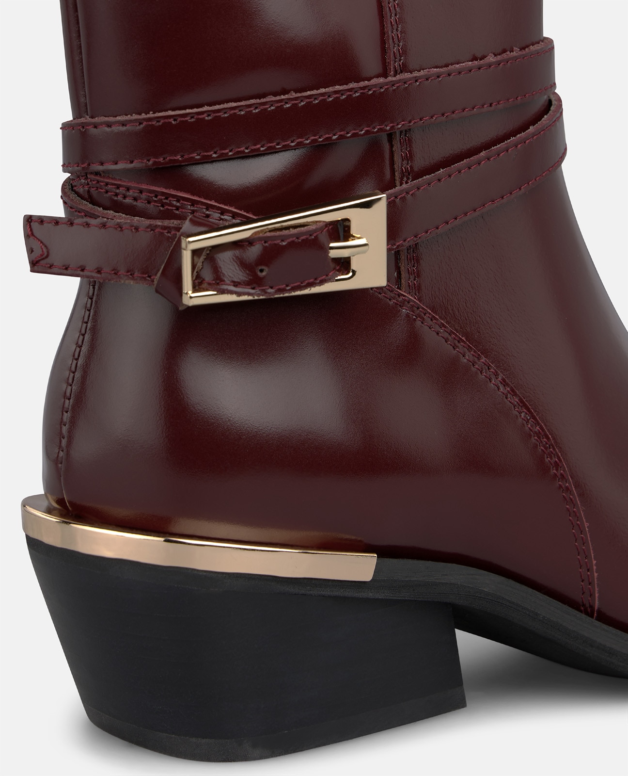 Botines básicos de mujer en napa con hebilla decorativa - Burdeos Burdeos-4