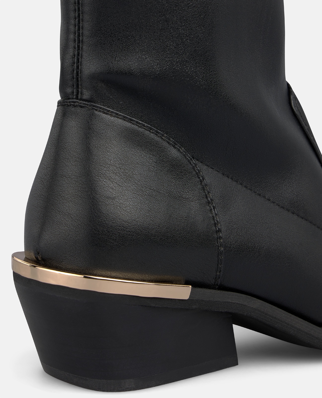 Botines básicos de mujer con tacón de bloque y cierre de cremallera - Negro Negro-4