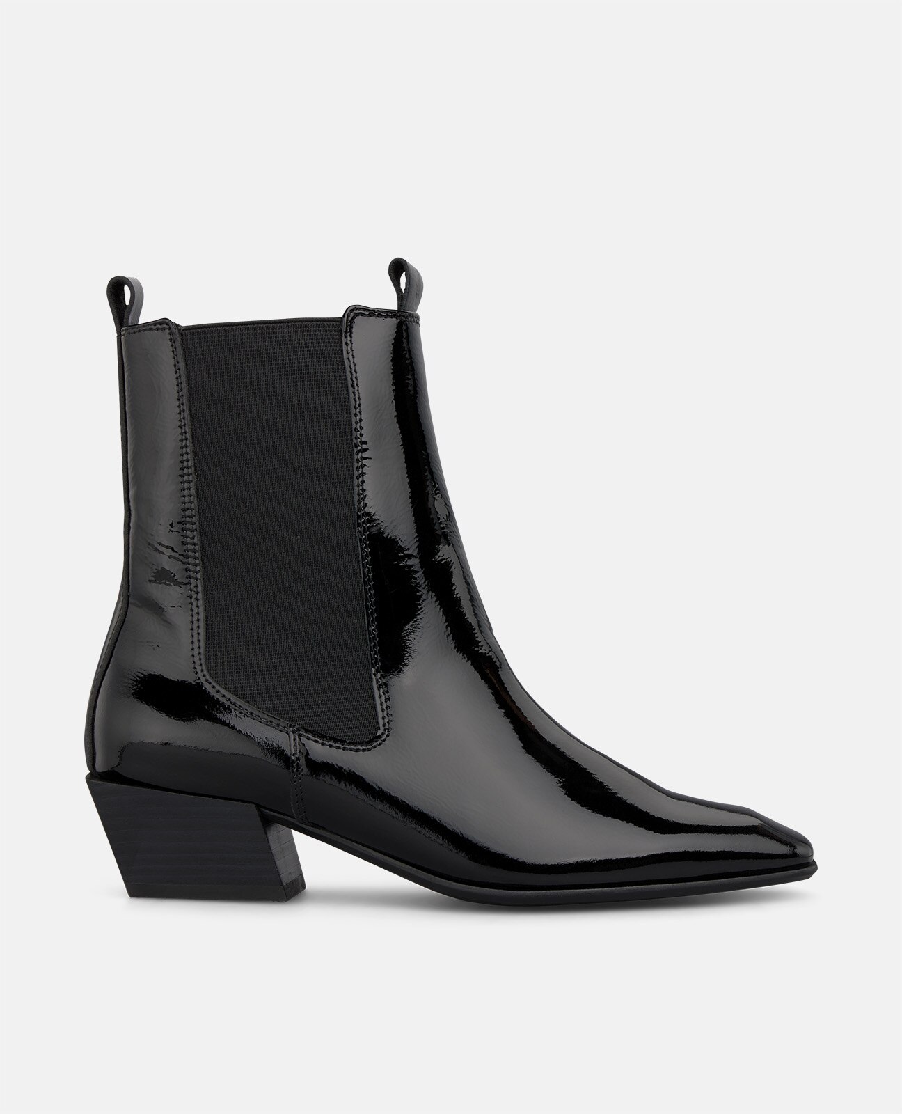 Botines Chelsea de mujer en charol con puntera cuadrada - Negro Negro-1