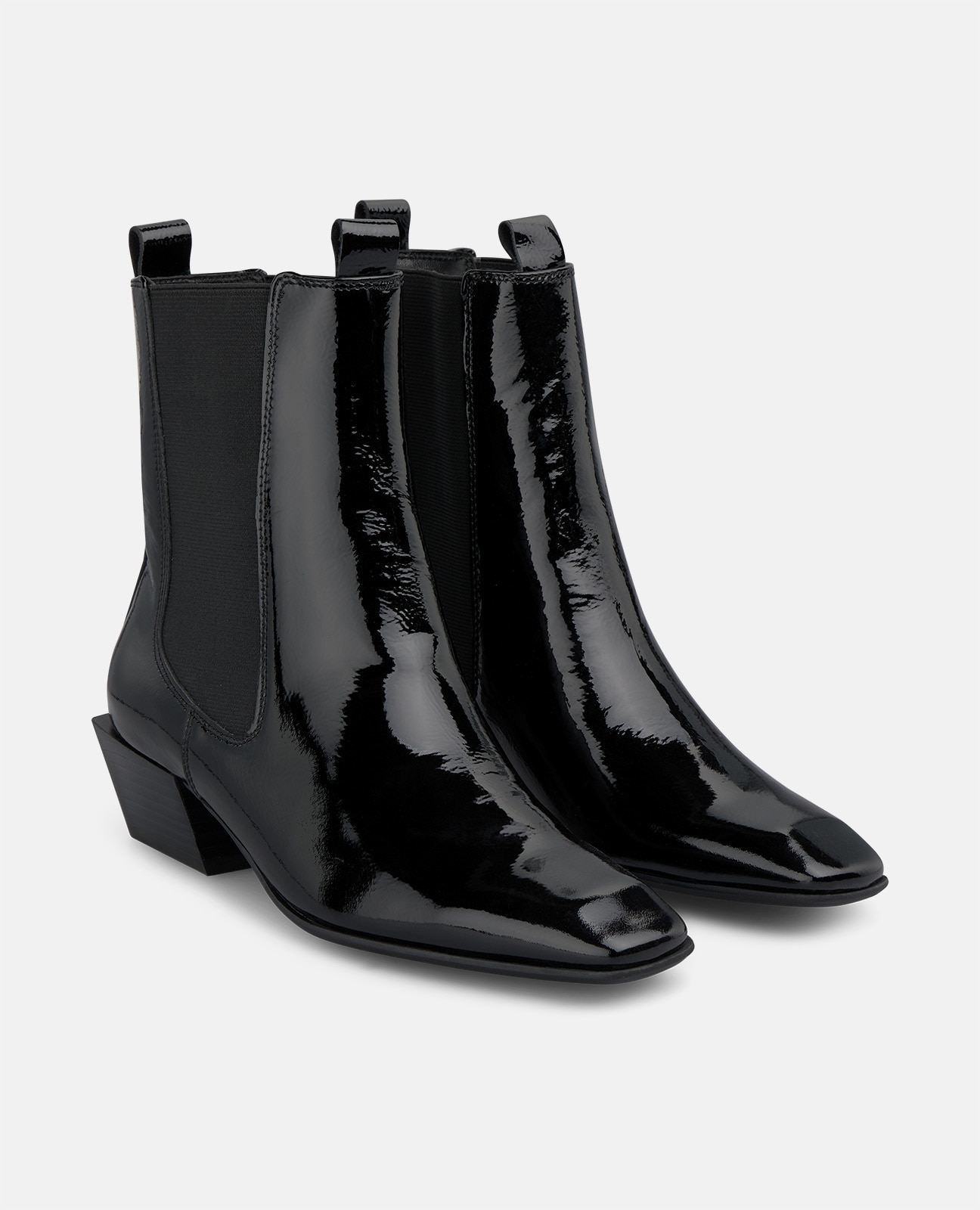 Botines Chelsea de mujer en charol con puntera cuadrada - Negro Negro-3