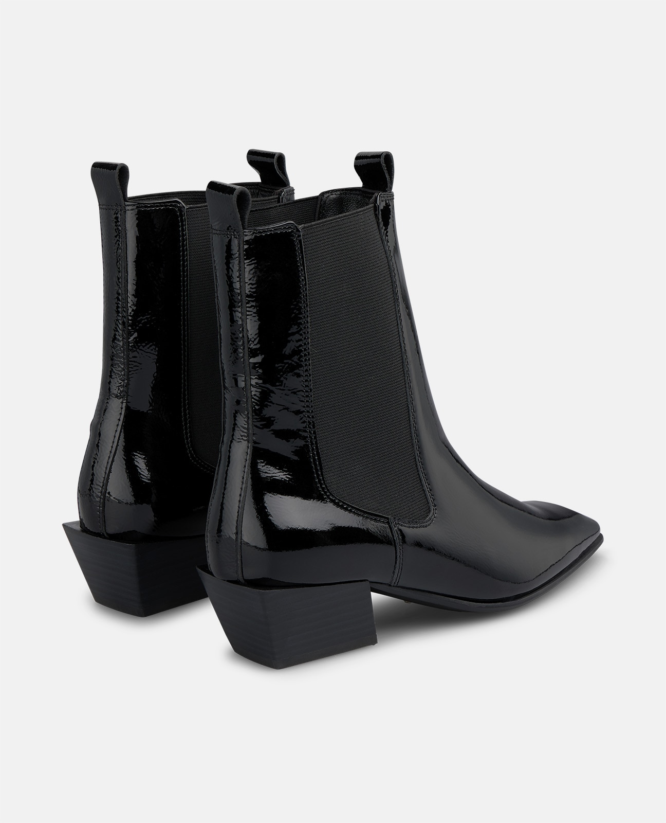 Botines Chelsea de mujer en charol con puntera cuadrada - Negro Negro-2