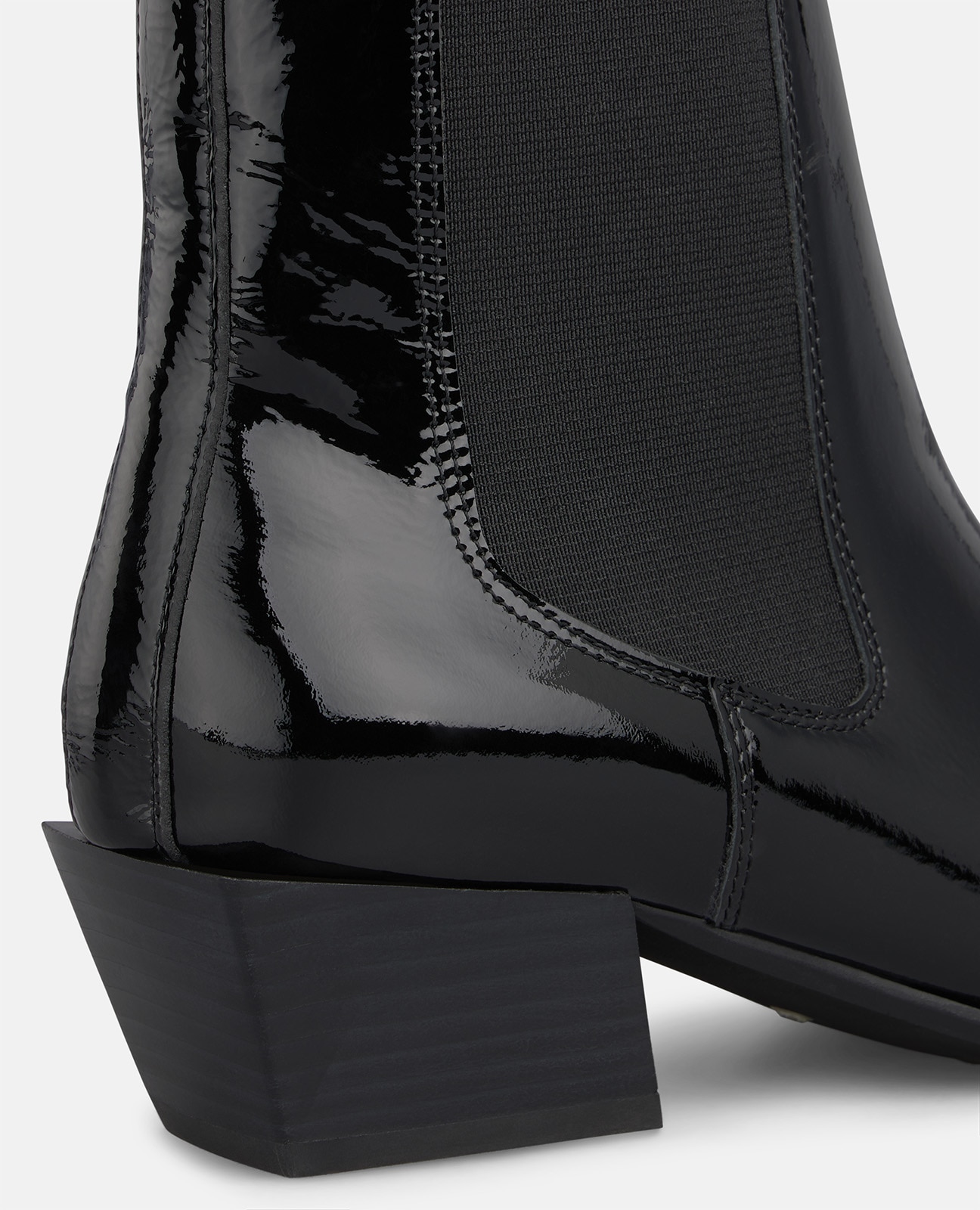 Botines Chelsea de mujer en charol con puntera cuadrada - Negro Negro-4