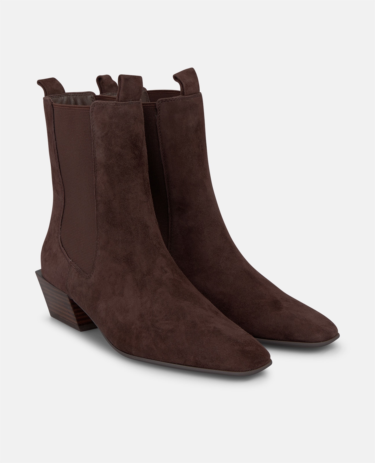 Botines Chelsea de mujer en ante con puntera cuadrada - Marrón Marrón-3