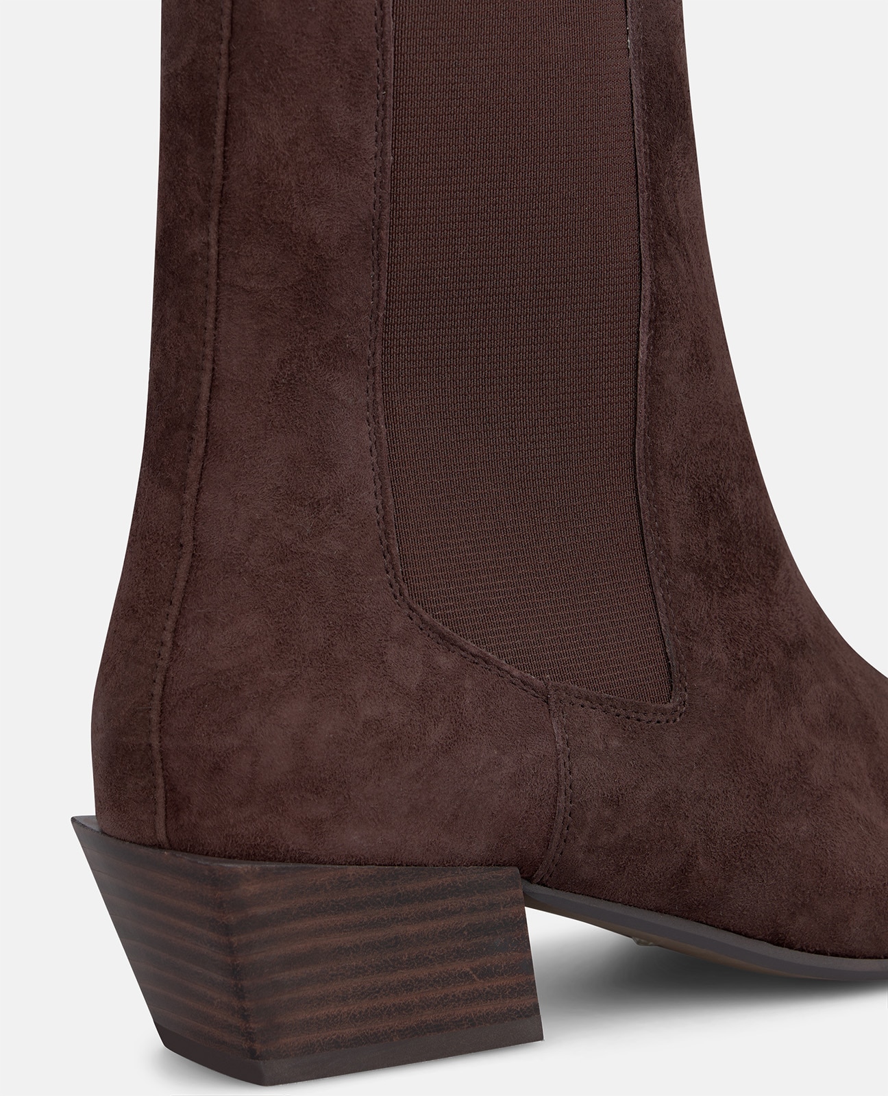 Botines Chelsea de mujer en ante con puntera cuadrada - Marrón Marrón-4