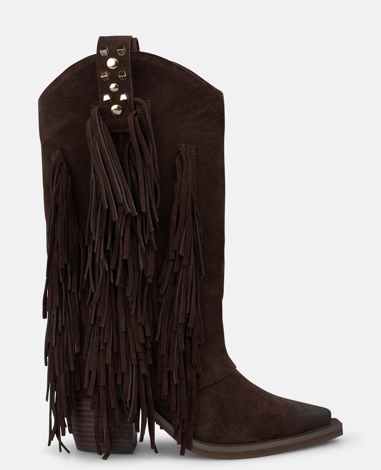 Botas cowboy de mujer en ante con flecos - Alma en Pena - Marrón Marrón-1