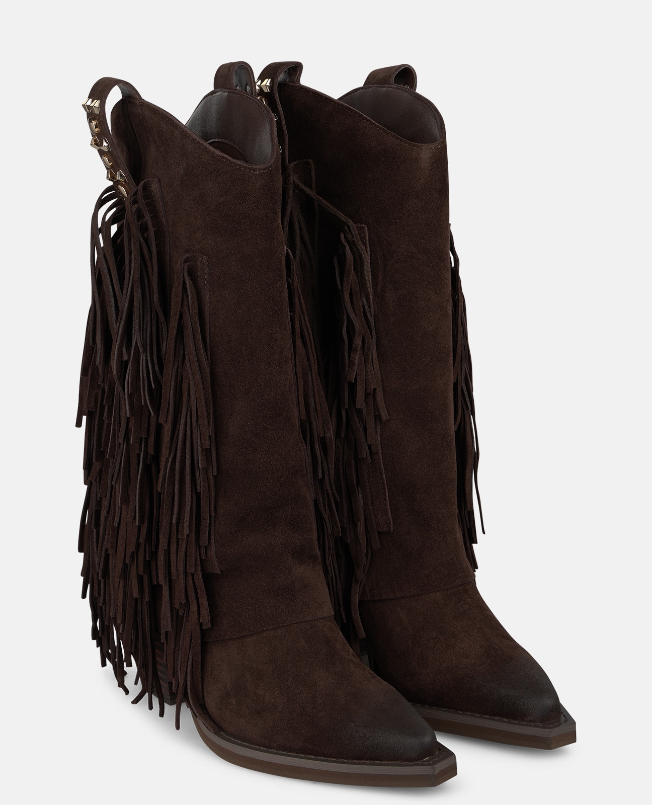 Botas cowboy de mujer en ante con flecos - Alma en Pena - Marrón Marrón-2