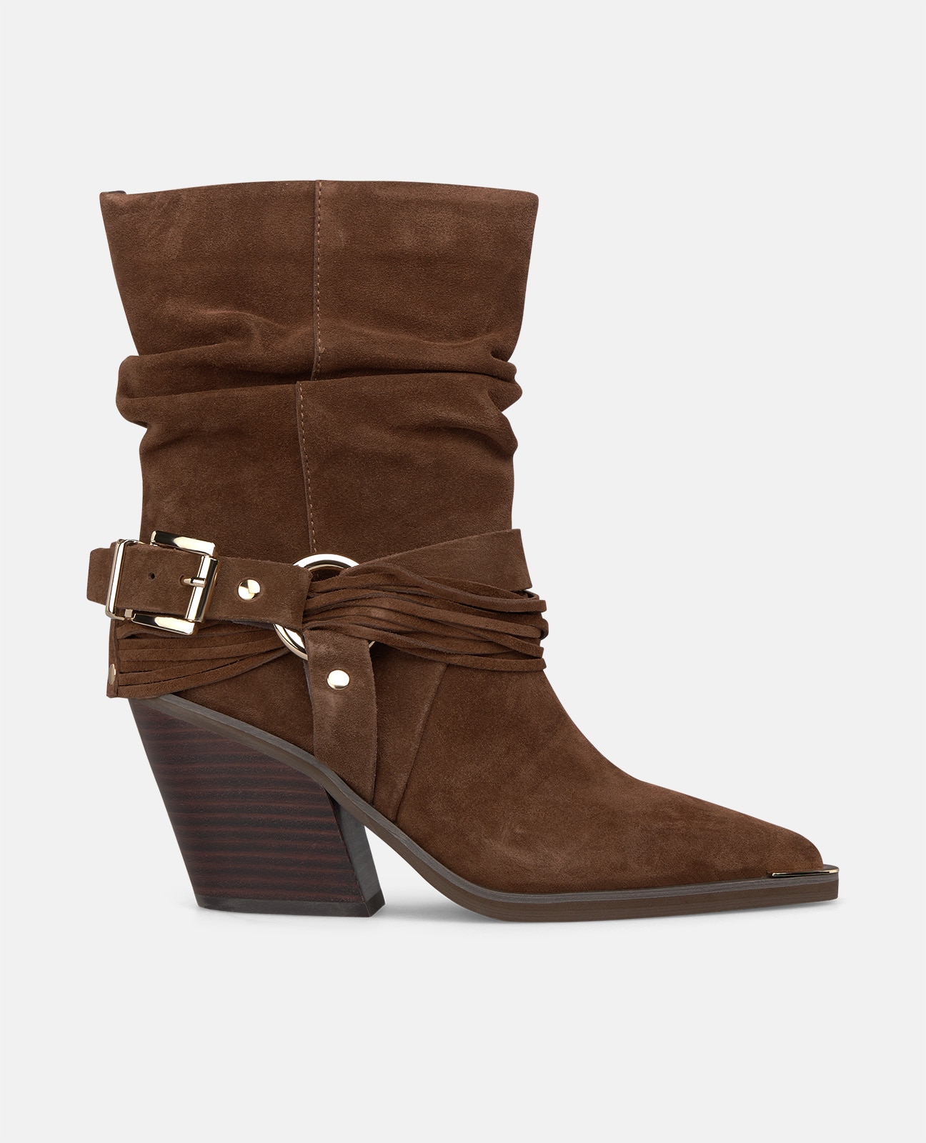 Botas básicas de mujer en ante con detalle estribo - Alma en Pena - Camel Camel-1