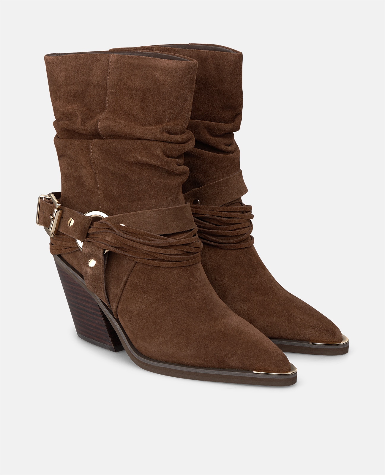 Botas básicas de mujer en ante con detalle estribo - Alma en Pena - Camel Camel-3