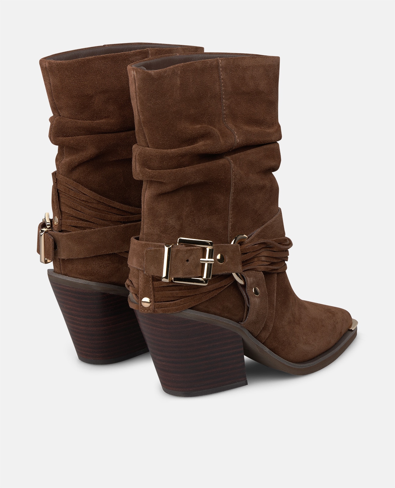Botas básicas de mujer en ante con detalle estribo - Alma en Pena - Camel Camel-2
