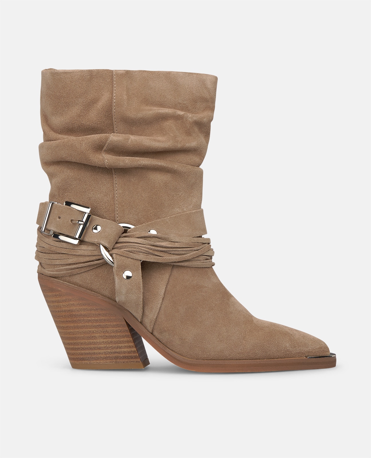 Botas básicas de mujer en ante con efecto fruncido - Alma en Pena - Visón Visón-1