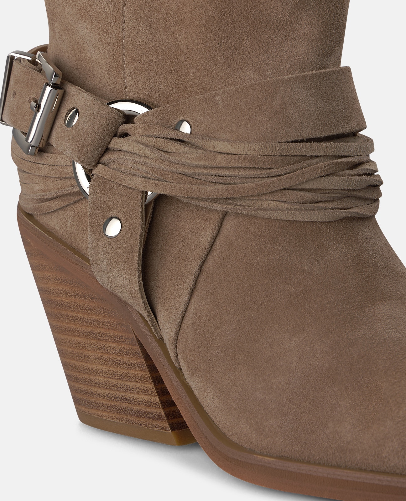 Botas básicas de mujer en ante con efecto fruncido - Alma en Pena - Visón Visón-4