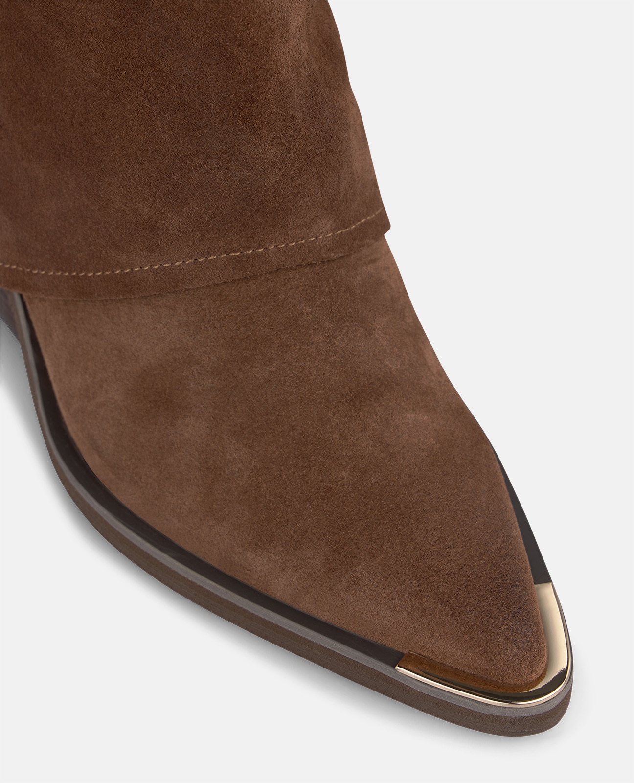 Botas cowboy de mujer en ante con tacón cuadrado - Camel Camel-4