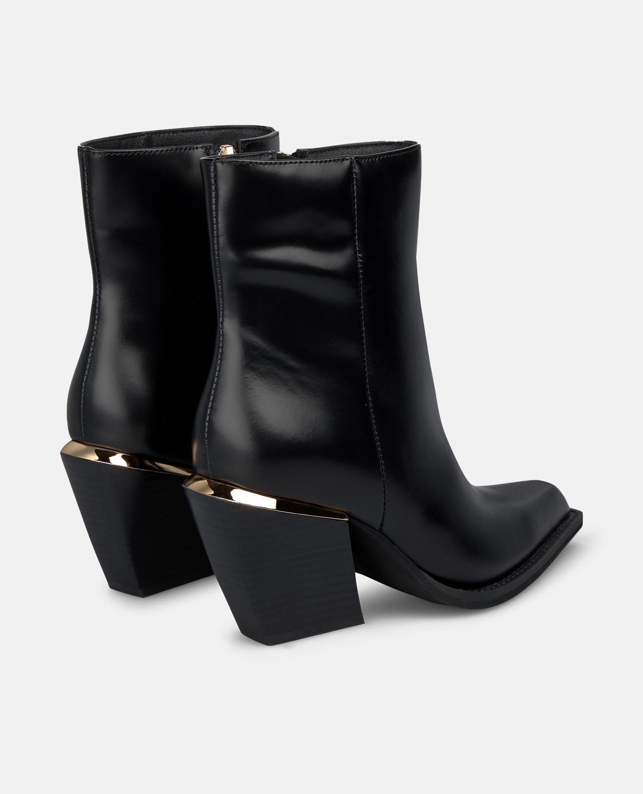Botines básicos de mujer en napa con cierre de cremallera - Negro Negro-2