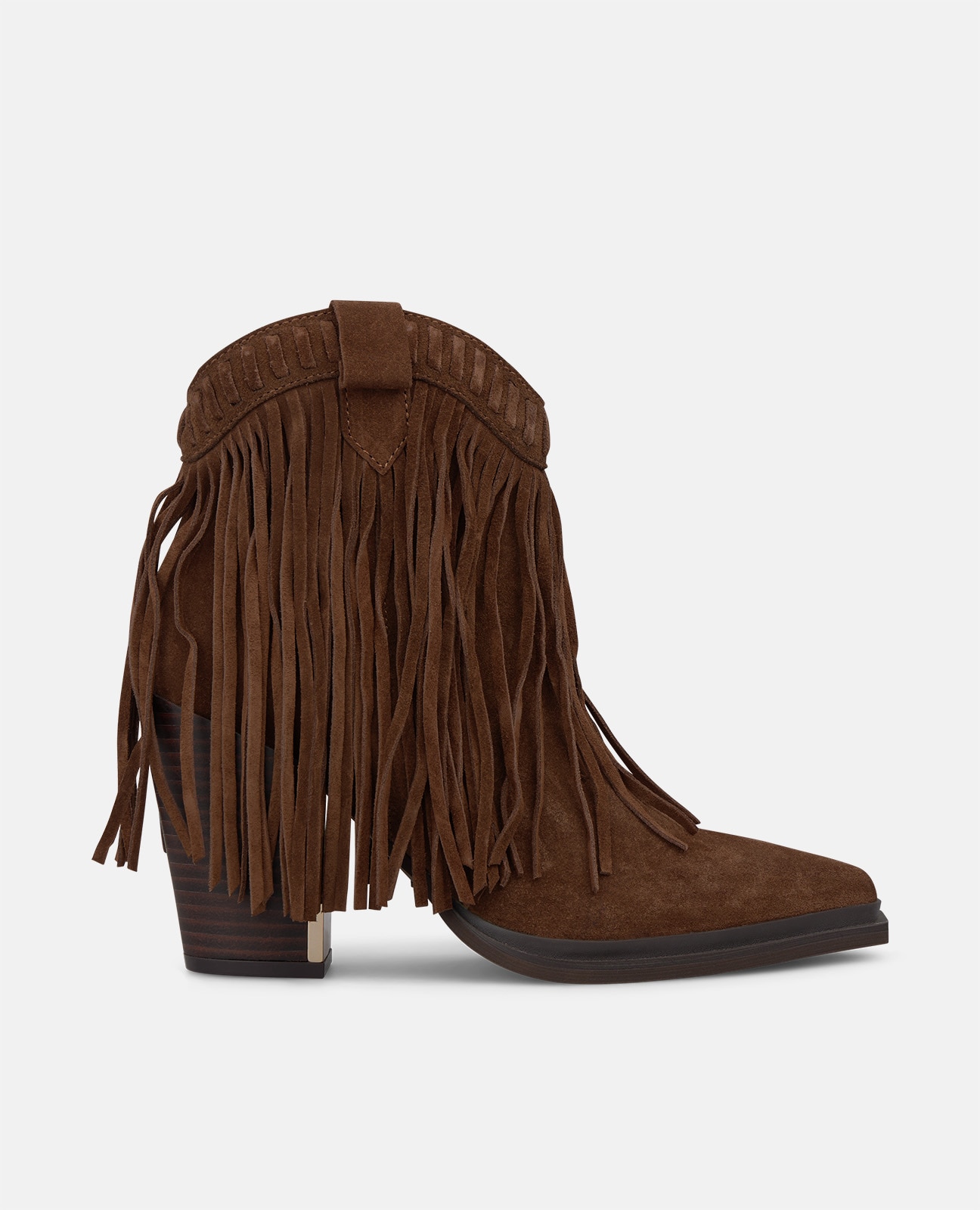 Botines básicos de mujer en ante con flecos - Camel Camel-1