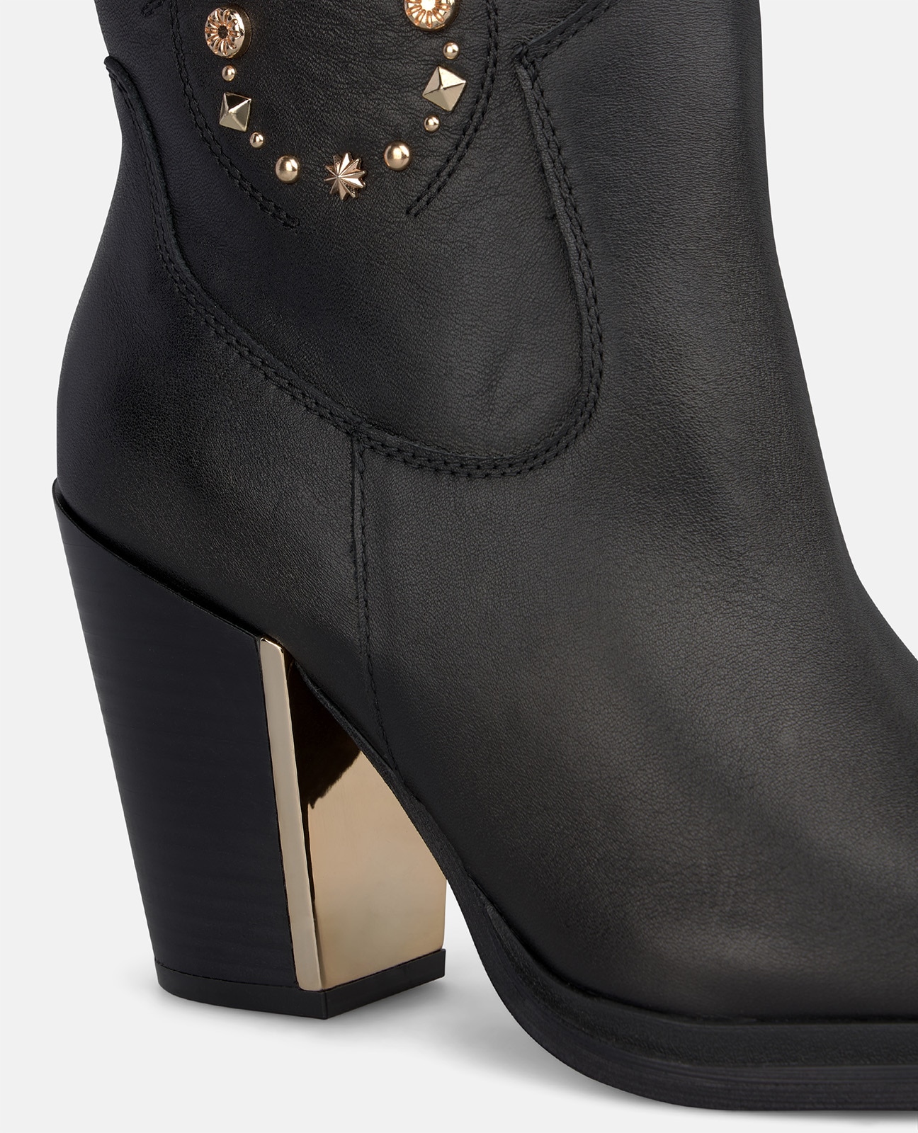 Botas cowboy de mujer en napa con tachas y pedrería ornamental - Negro Negro-4