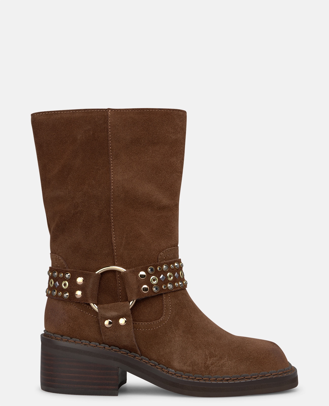 Botines básicos de mujer en ante con estribo - Camel Camel-1