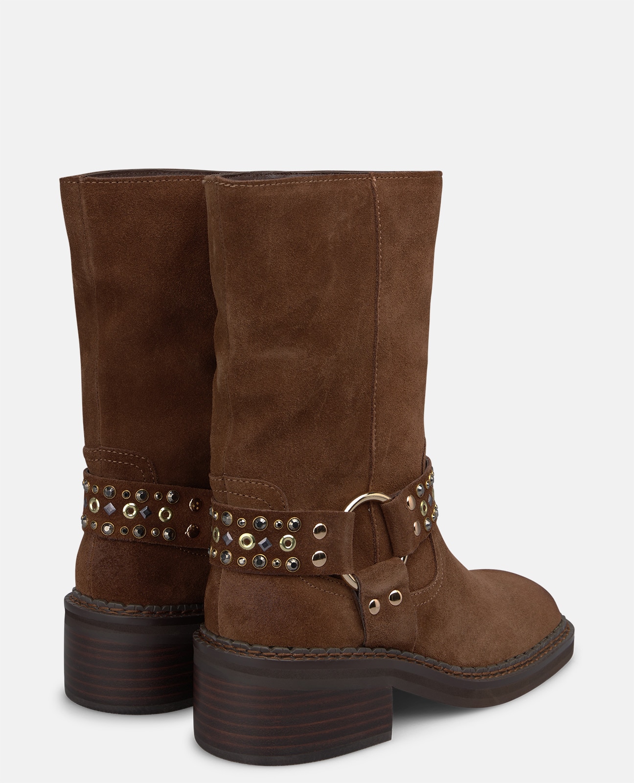 Botines básicos de mujer en ante con estribo - Camel Camel-2