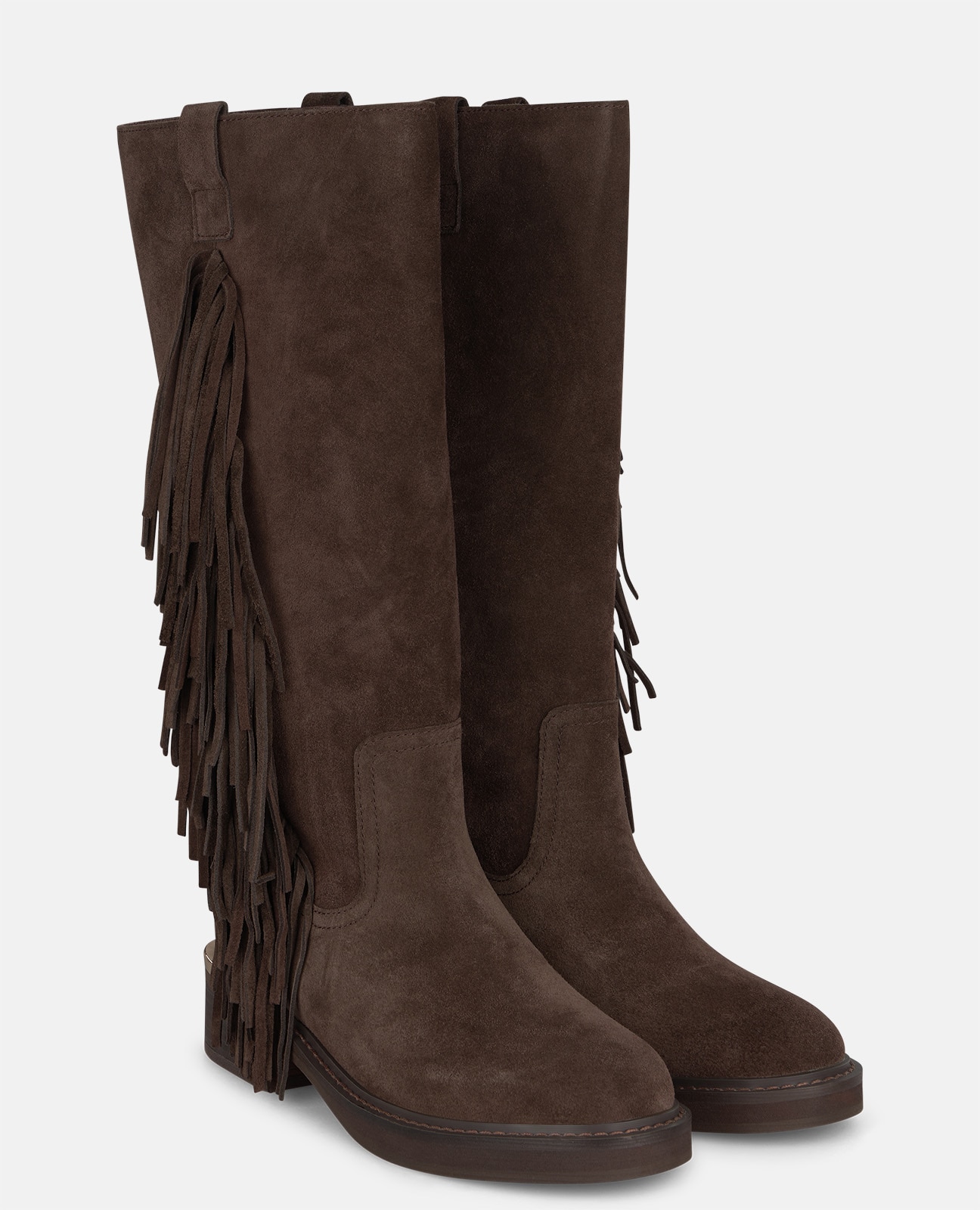 Botas básicas de mujer en piel con flecos - Alma en Pena - Marrón Marrón-2