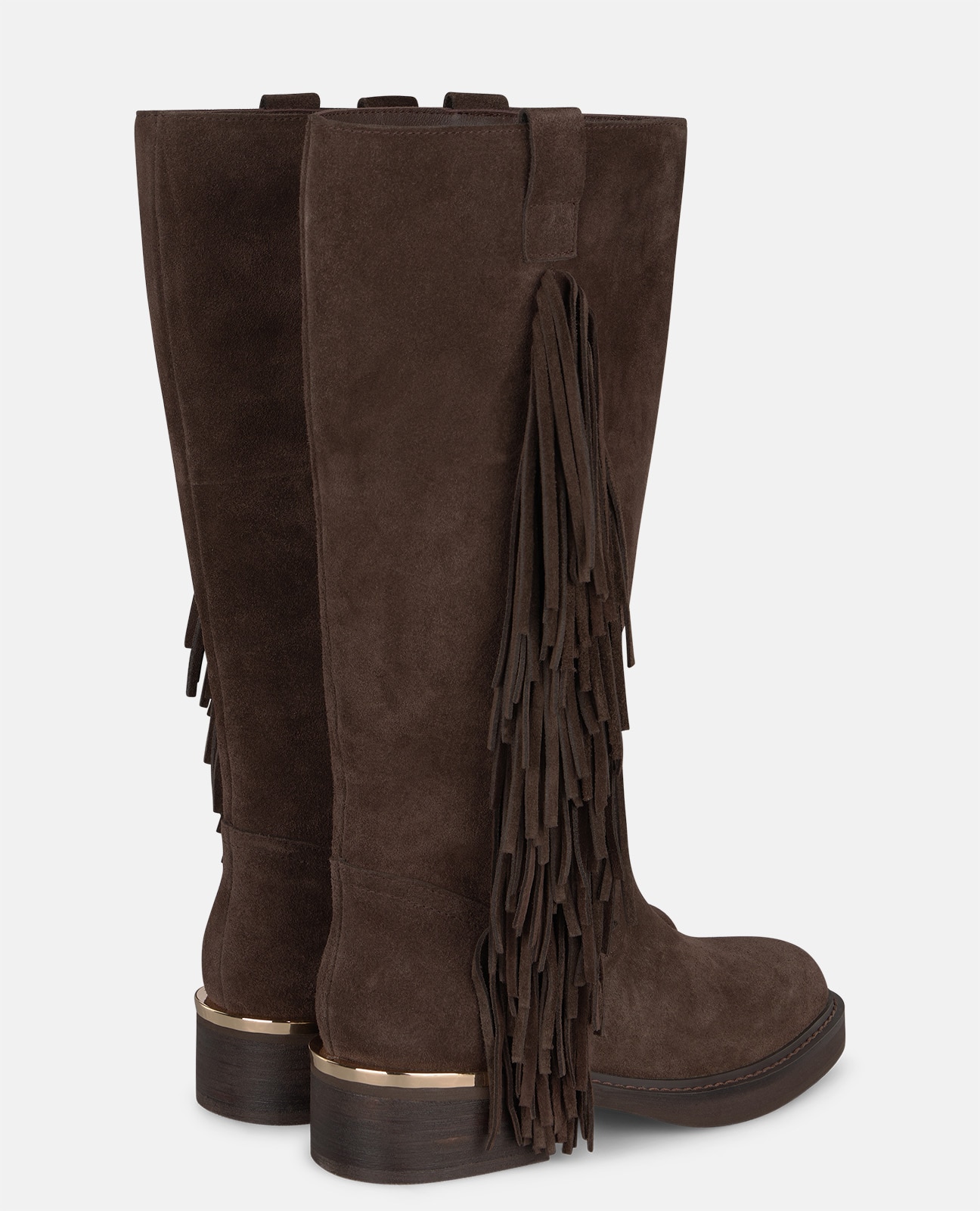 Botas básicas de mujer en piel con flecos - Alma en Pena - Marrón Marrón-4