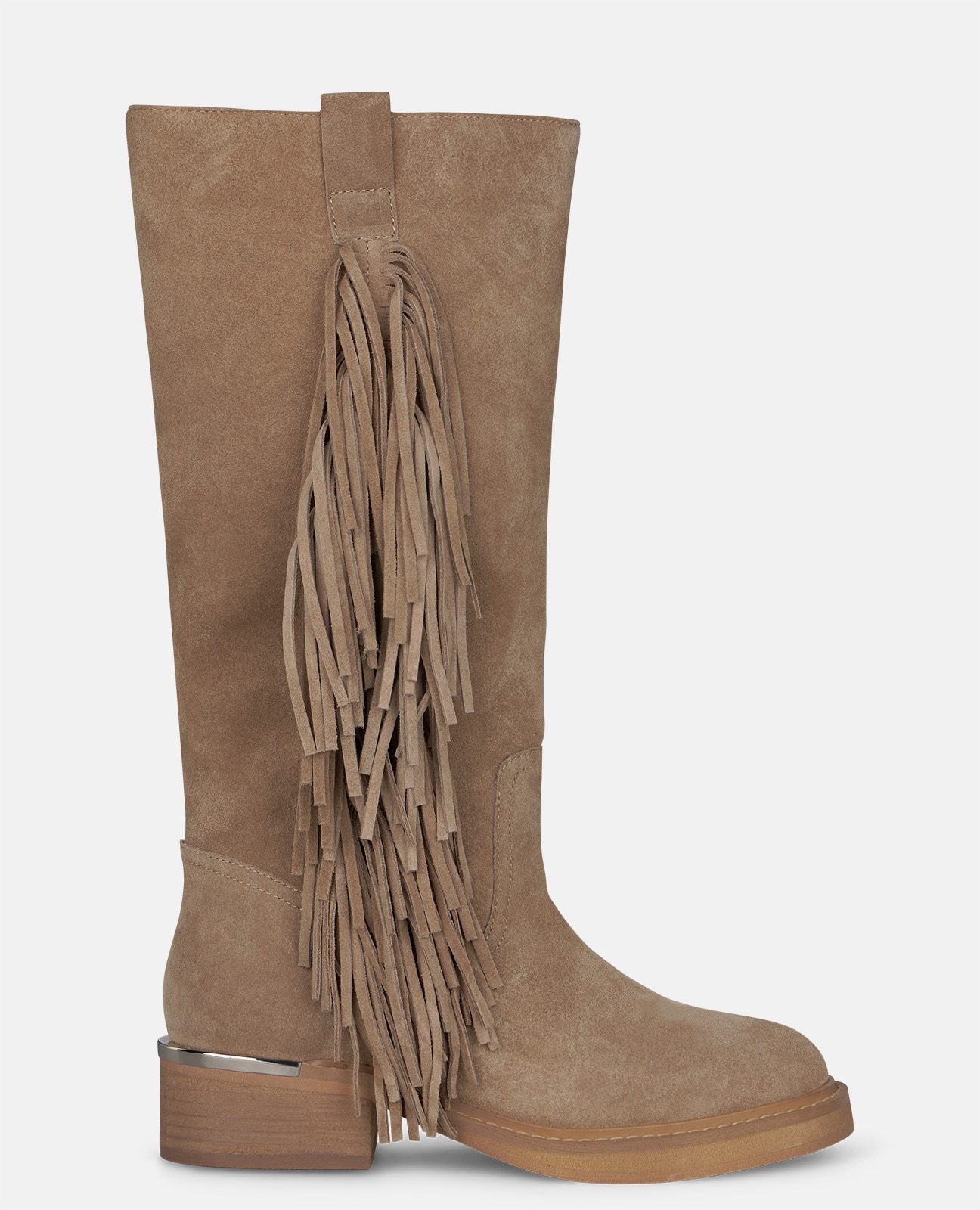 Botas básicas de mujer en piel con flecos - Alma en Pena - Visón Visón-1