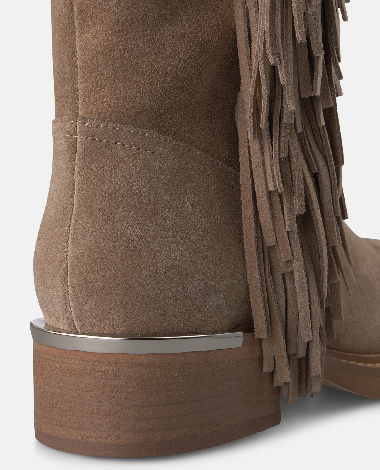 Botas básicas de mujer en piel con flecos - Alma en Pena - Visón Visón-4