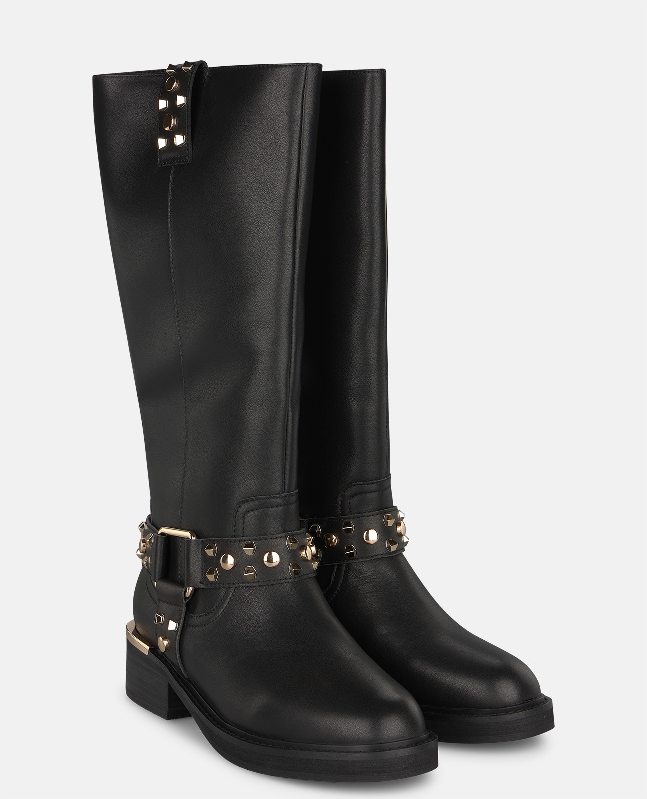 Botas básicas de mujer en napa con detalle estribo - Alma en Pena - Negro Negro-3