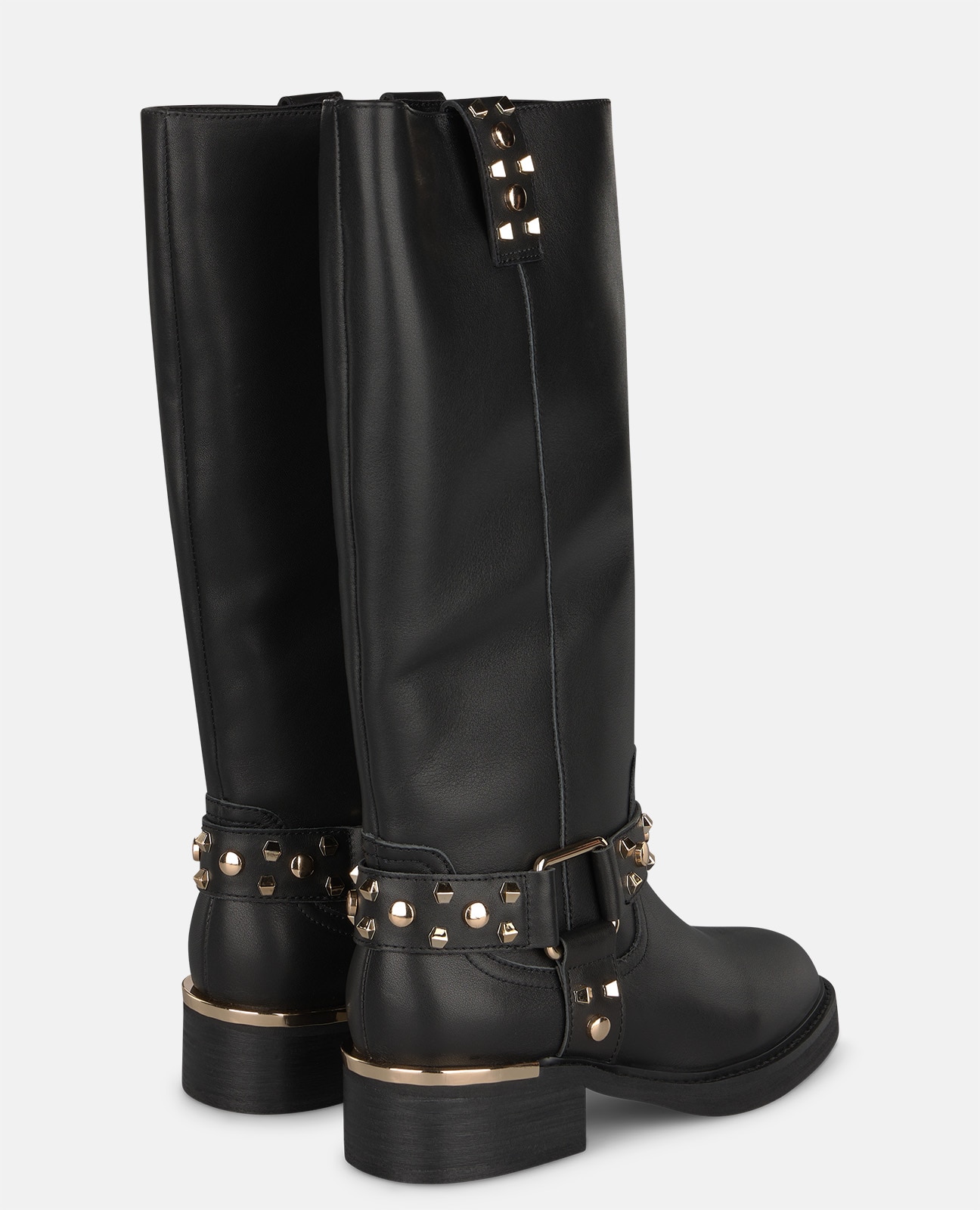 Botas básicas de mujer en napa con detalle estribo - Alma en Pena - Negro Negro-2