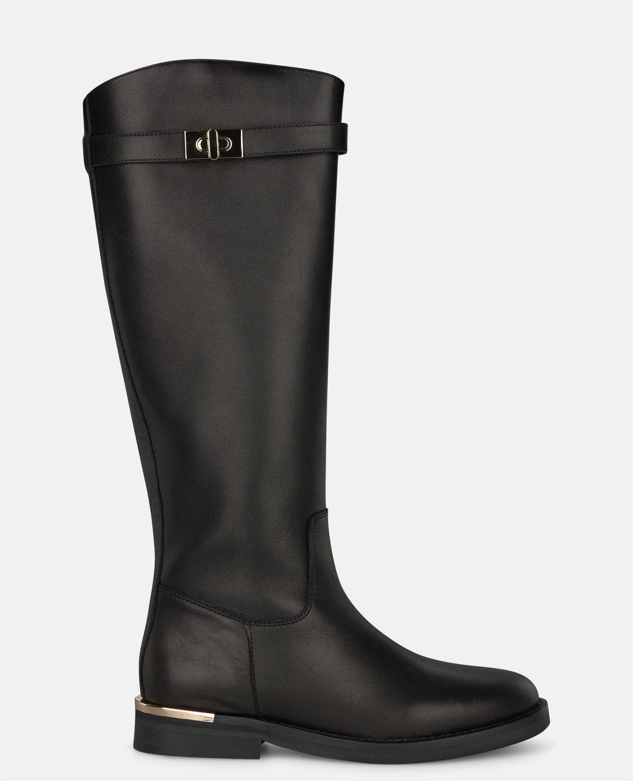 Botas básicas de mujer en napa con detalle correa y herraje metálico - Alma en Pena - Negro Negro-1