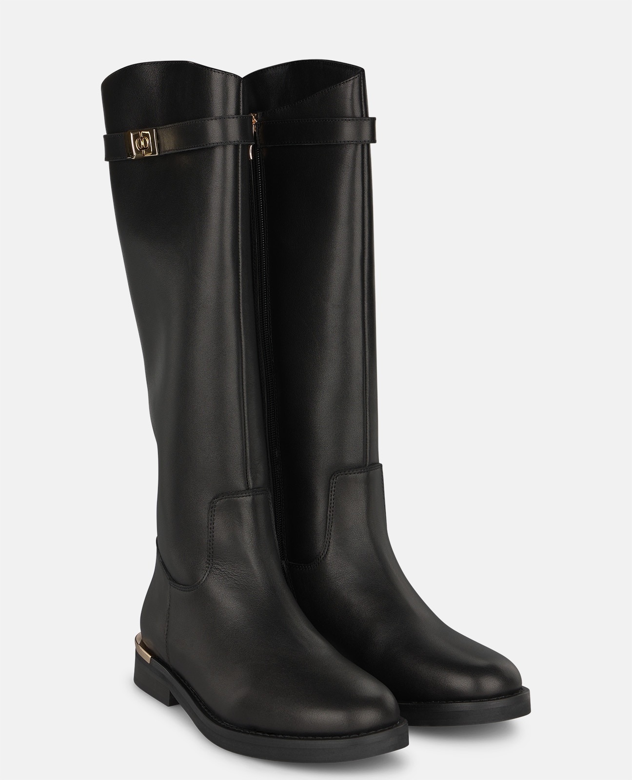 Botas básicas de mujer en napa con detalle correa y herraje metálico - Alma en Pena - Negro Negro-2