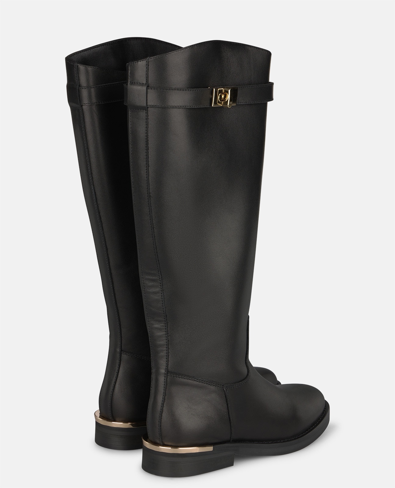 Botas básicas de mujer en napa con detalle correa y herraje metálico - Alma en Pena - Negro Negro-3