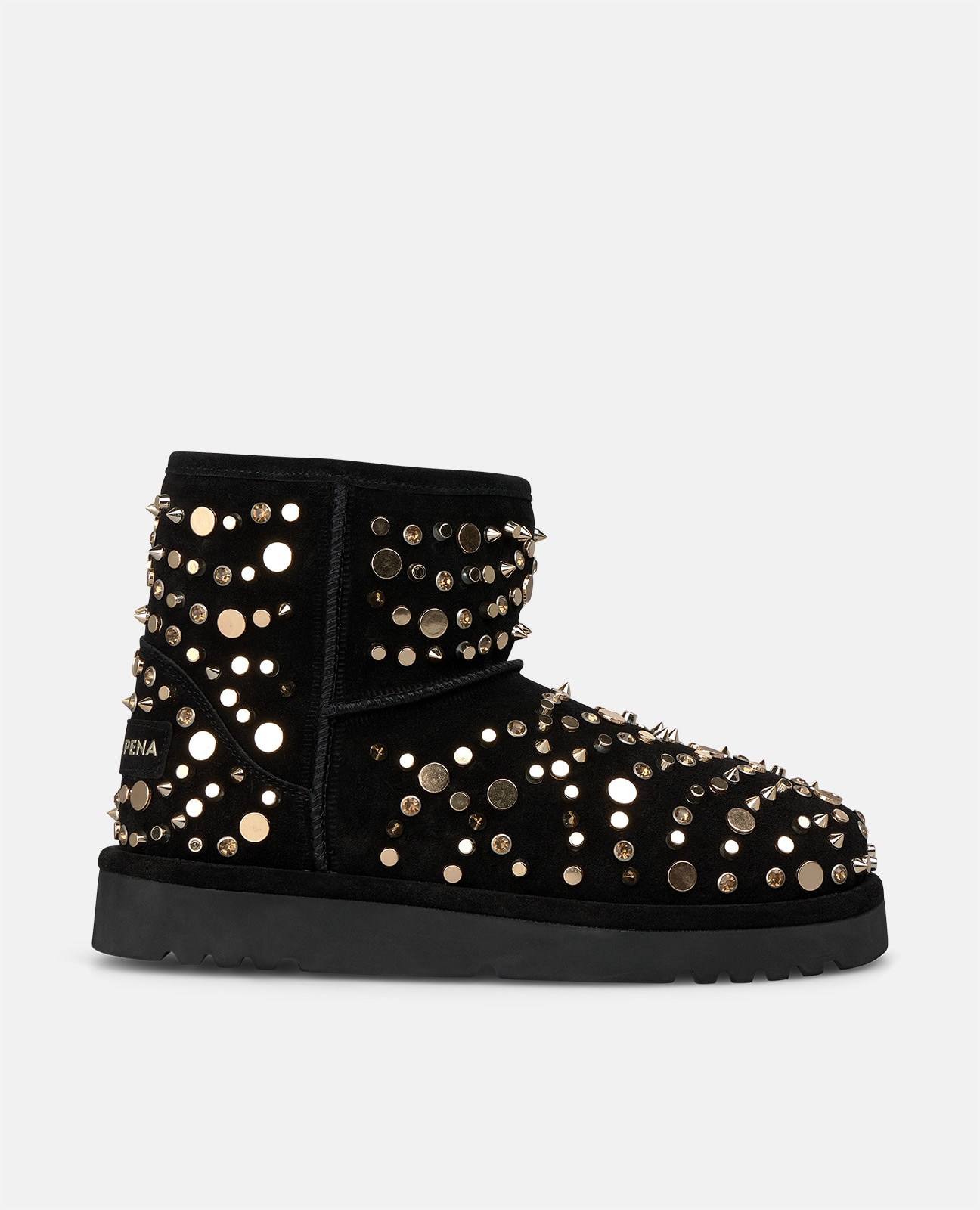 Botines apreski de mujer en ante con tachas metálicas - Negro Negro-1