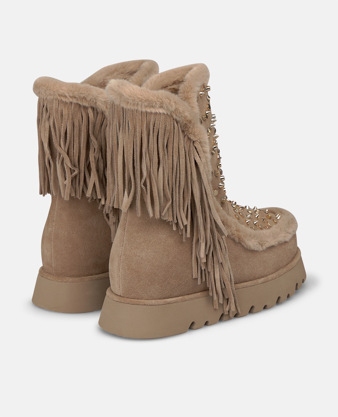Botines apreski de mujer en ante con flecos - Visón Visón-2