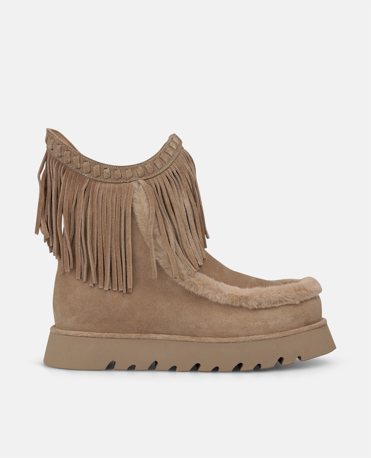 Botines apreski de mujer en ante con flecos - Visón Visón-1