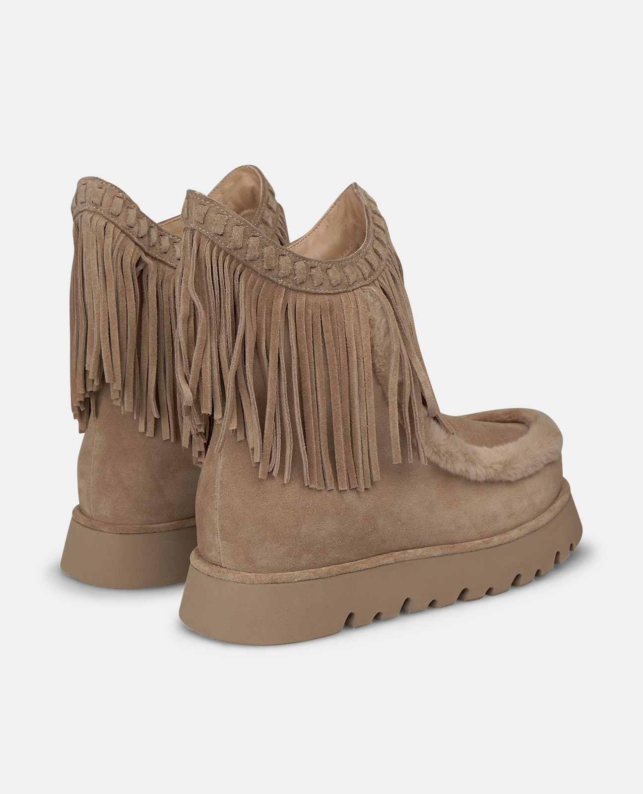 Botines apreski de mujer en ante con flecos - Visón Visón-3