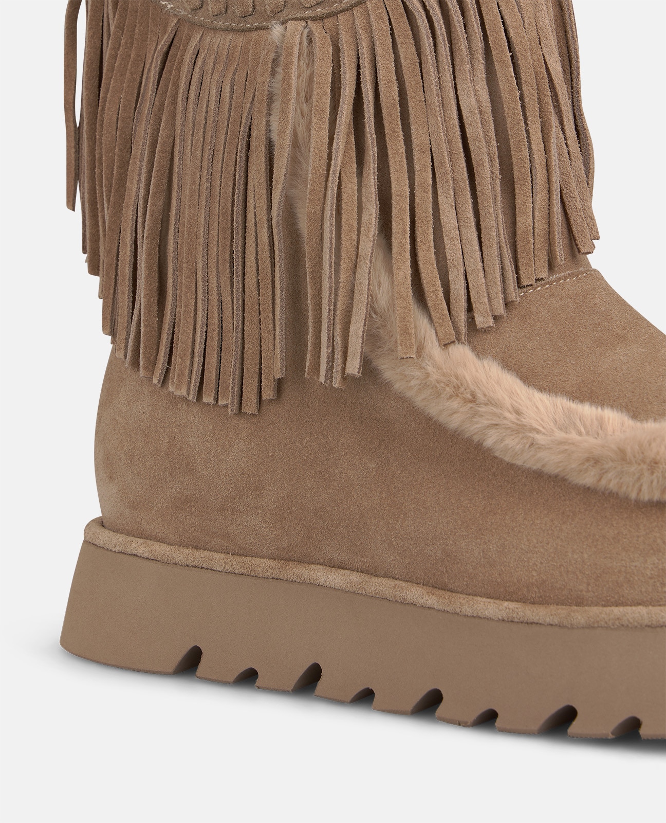 Botines apreski de mujer en ante con flecos - Visón Visón-2
