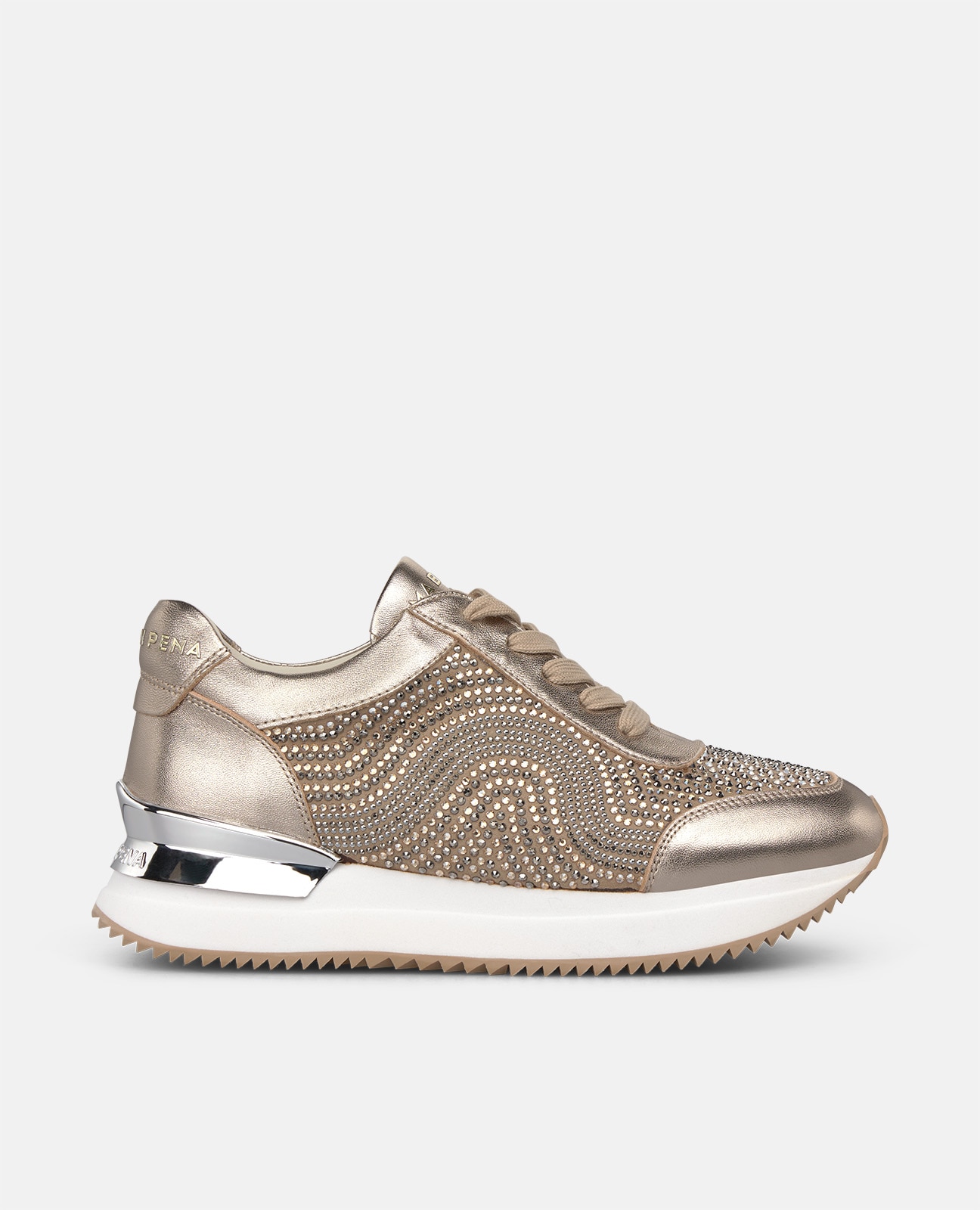 Zapatillas deportivas de mujer metalizadas con pedrería - Alma en Pena - Dorado Dorado-1