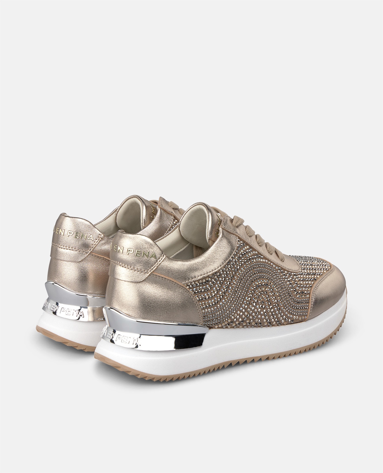 Zapatillas deportivas de mujer metalizadas con pedrería - Alma en Pena - Dorado Dorado-2