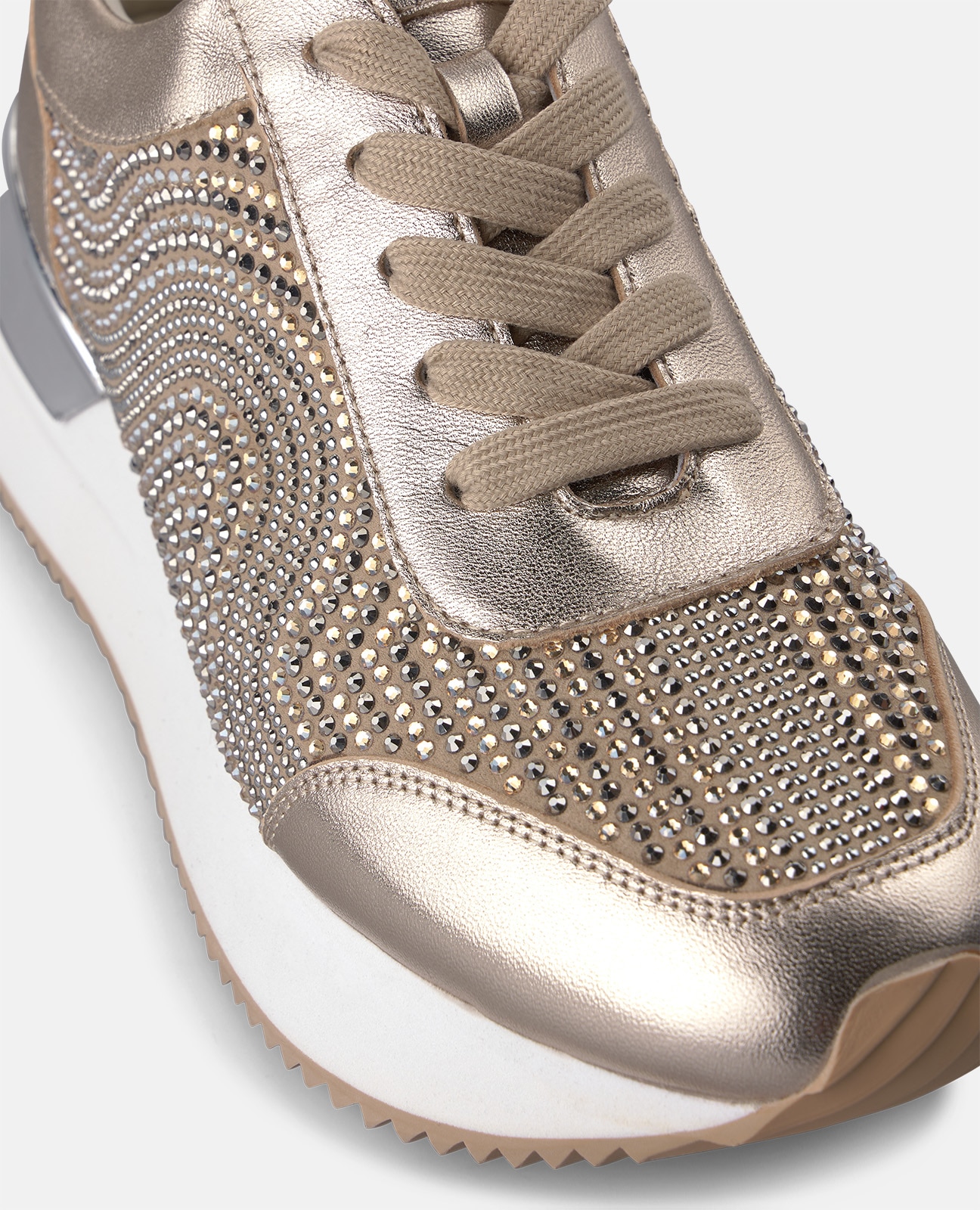 Zapatillas deportivas de mujer metalizadas con pedrería - Alma en Pena - Dorado Dorado-4