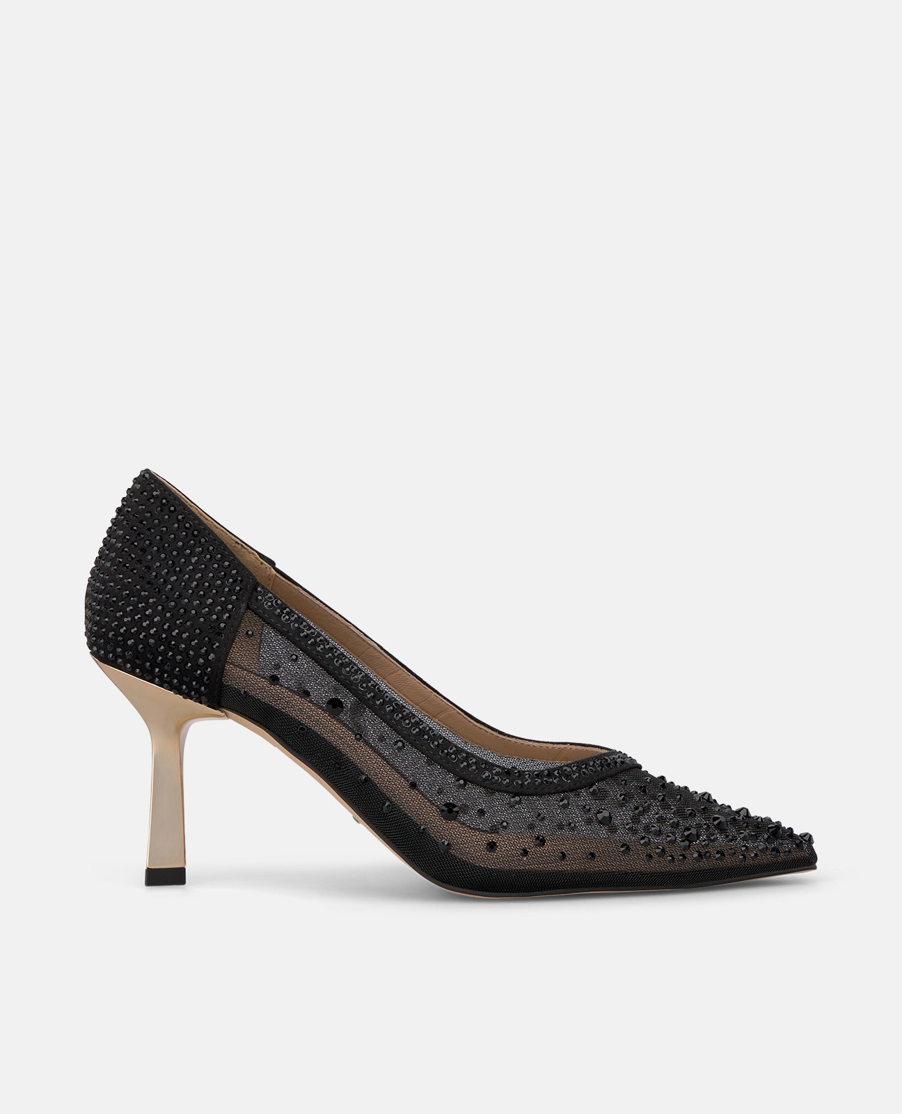 Zapato de salón de mujer en malla detalles pedrería - Alma en Pena - Negro Negro-1
