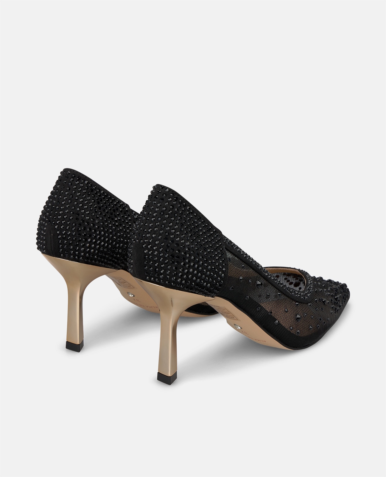 Zapato de salón de mujer en malla detalles pedrería - Alma en Pena - Negro Negro-2