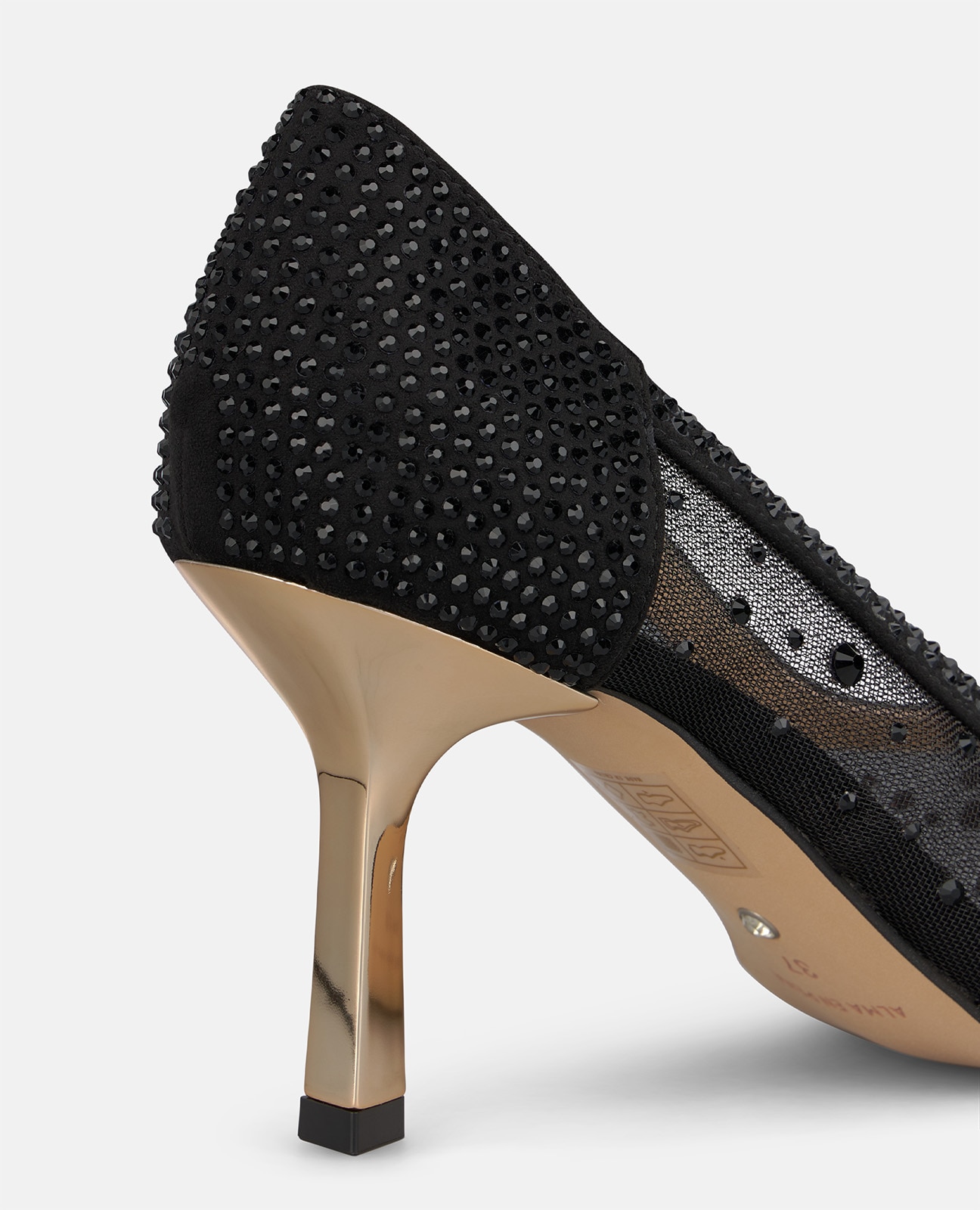 Zapato de salón de mujer en malla detalles pedrería - Alma en Pena - Negro Negro-4