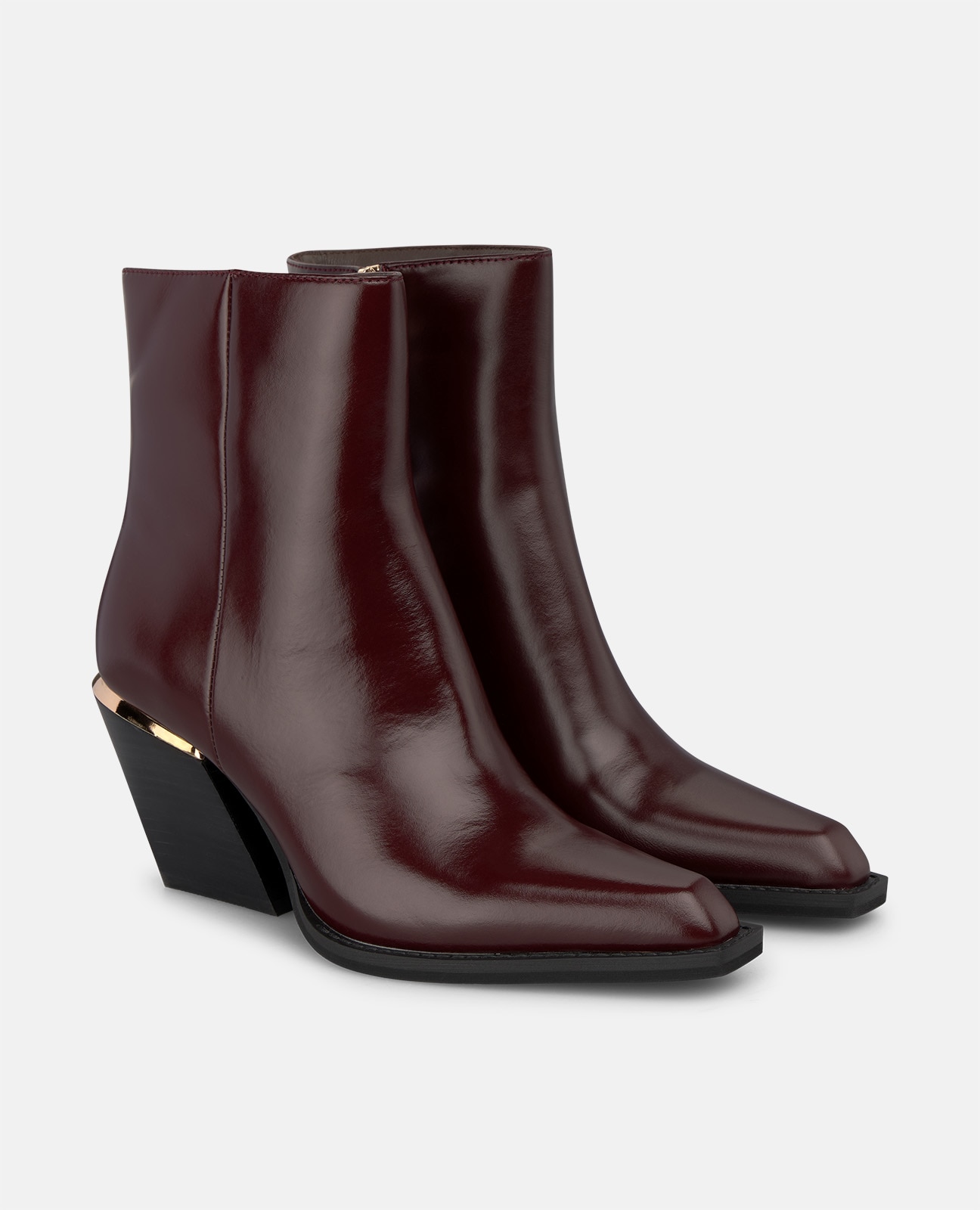 Botines básicos de mujer en napa con cierre de cremallera - Burdeos Burdeos-3